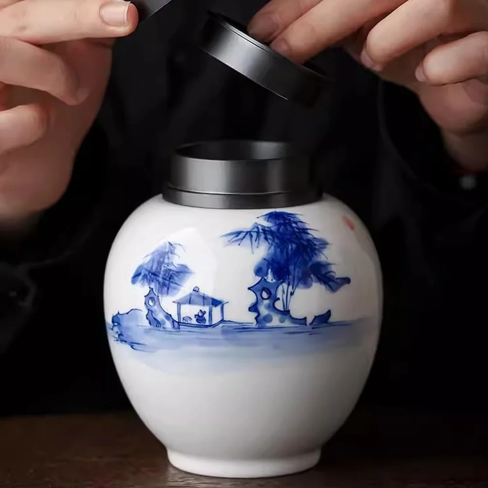 TEESONG Słoiki na herbatę kreatywne ceramiczne puszki na herbatę, domowe pu'er czarna herbata, magazyn zielonej herbaty puszki na herbatę, zamknięte puszki pojemniki do przechowywania herbaty z