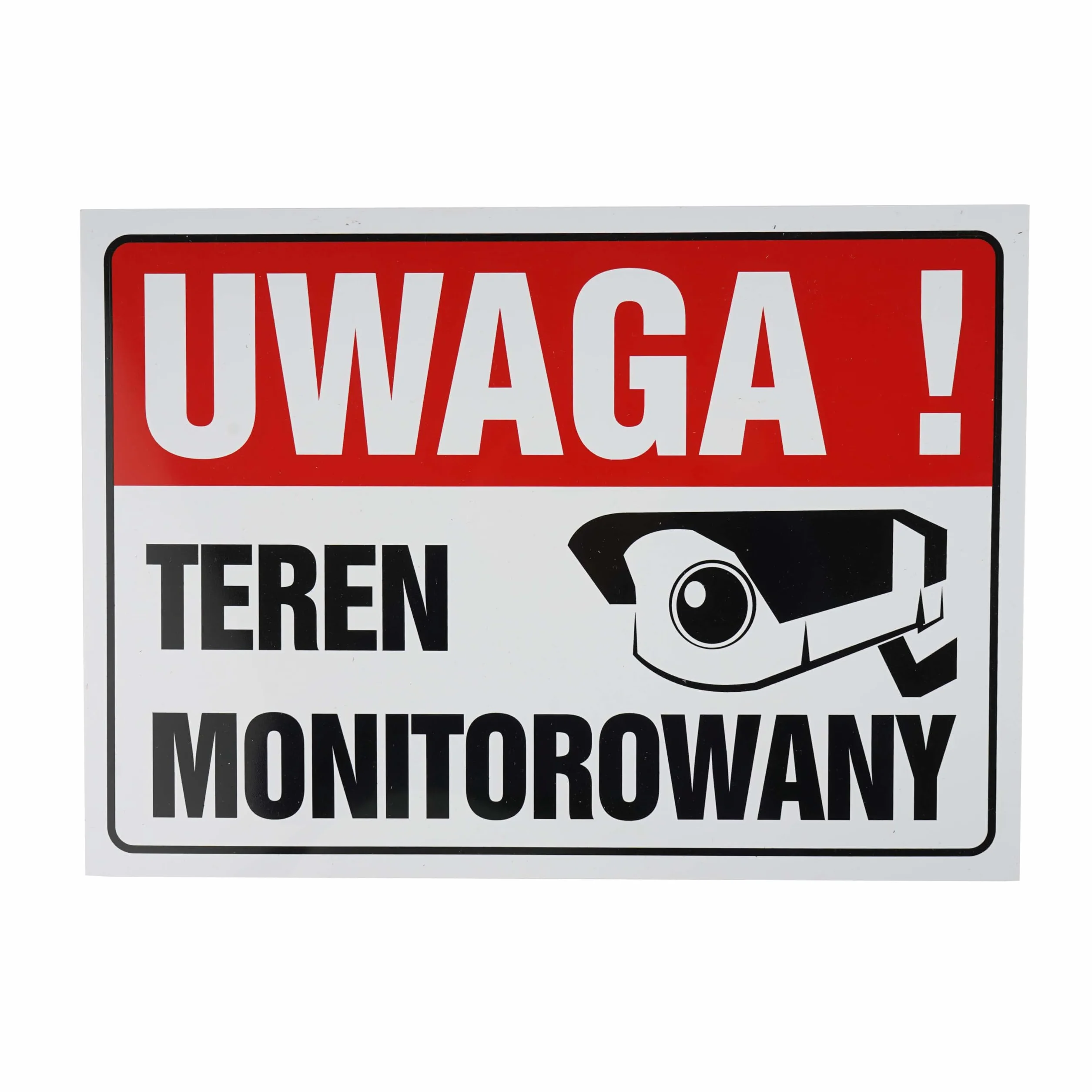 Tablica PCV Tabliczka UWAGA TEREN MONITOROWANY 25x35 cm, Odporna Na Warunki Atmosferyczne, Tablica Informacyjna Do Powieszenia Na Ogrodzeniu, Bramie
