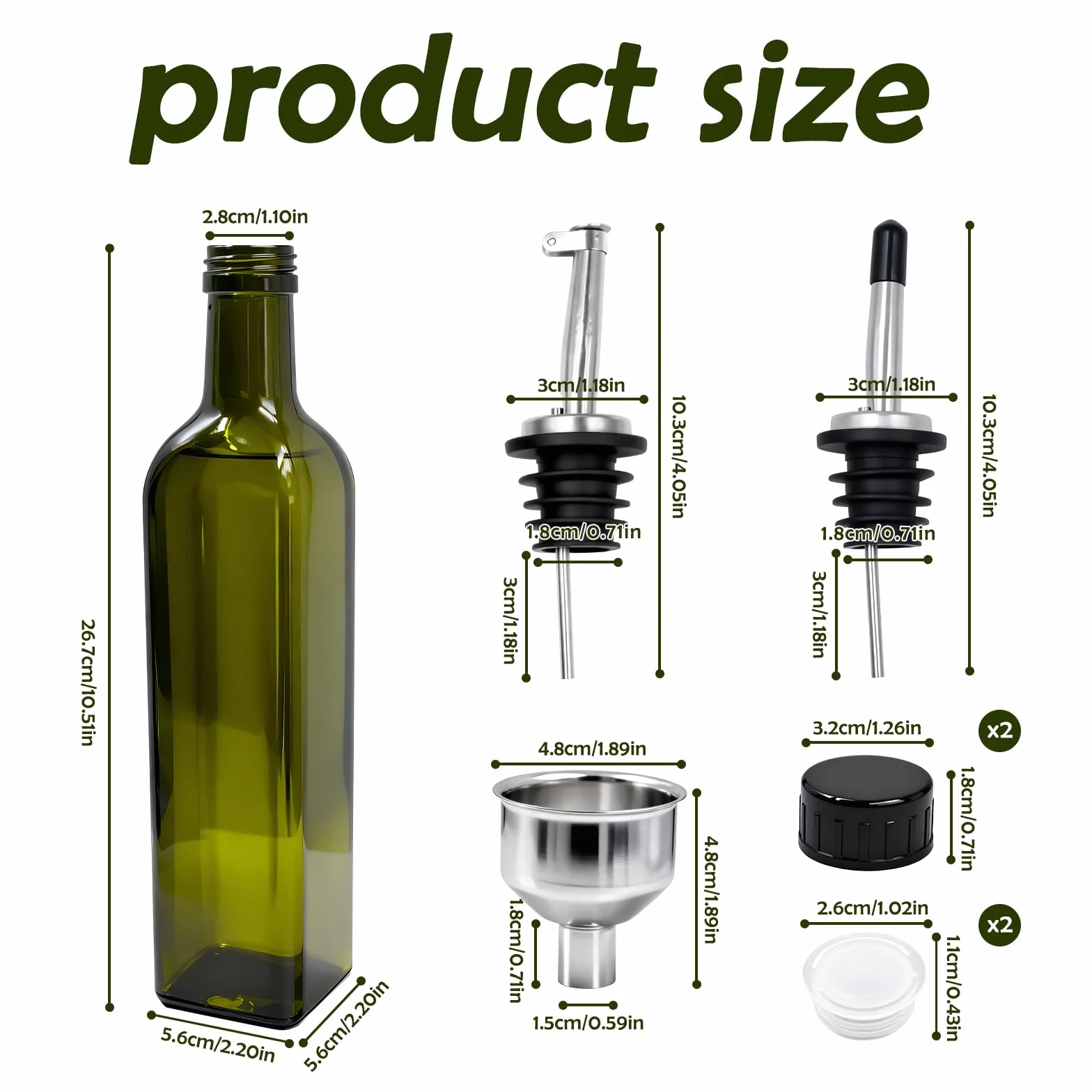 Butelka na olej z nalewakiem, butelka na olej 500 ml, szklana butelka na ocet z dozownikiem, z zamknięciem zapobiegającym zabrudzeniom, szczelna, nie kapie, do gotowania, grillowania