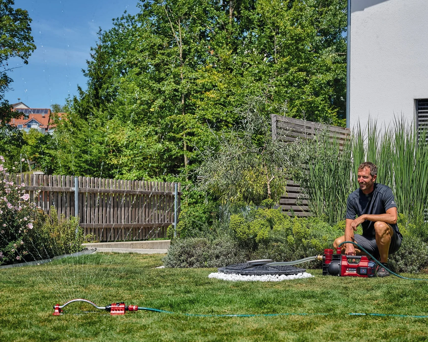 Einhell Akum. pompa ogrodowa AQUINNA 36/38 F LED Power X-Change (36 V, maks. wyd. przepływu 3800 l/h, ECO/Boost, filtr wstępny, zabezp. przed przeciążeniem i mrozem, bez akumulatora)