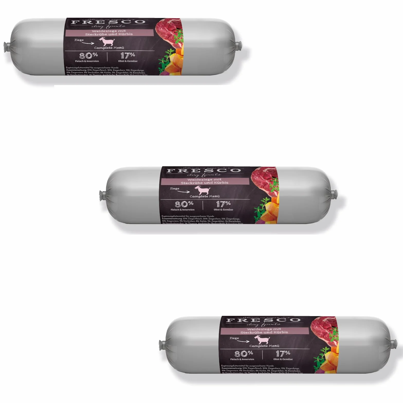 Fresco Dog Barf Kompletne menu koza pastwiskowa z rzepą 3 x 400 g karma dla psów