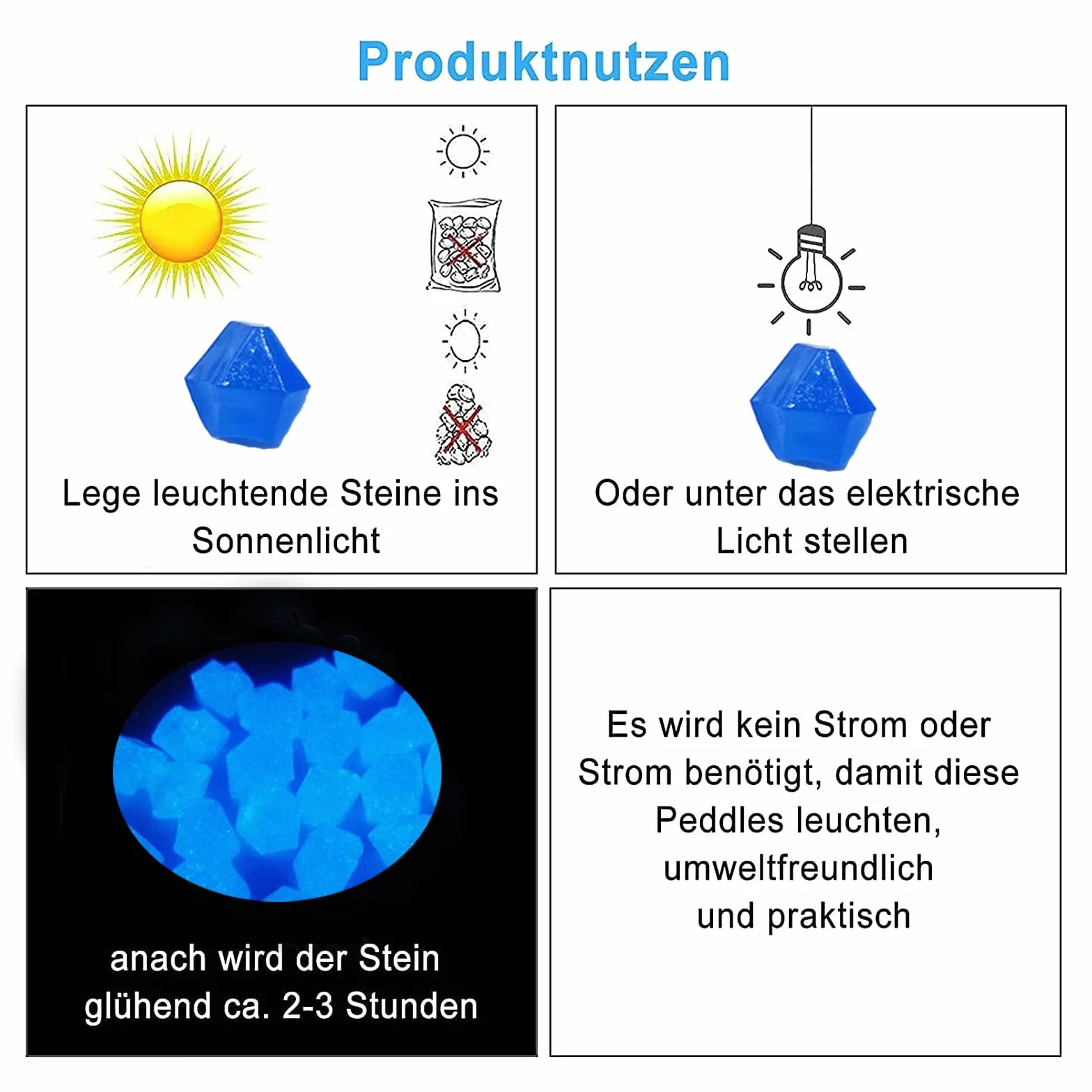 MOGADEE® Kamienie świetlne (kasztan wodny ciemnoniebieski)