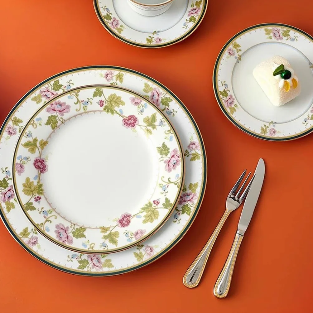 Wykwintny wysokiej klasy ceramiczny talerz obiadowy – elegancka zastawa stołowa na owoce i przekąski wysokiej jakości domowe talerze do jadalni stylowa zastawa stołowa na specjalne okazje