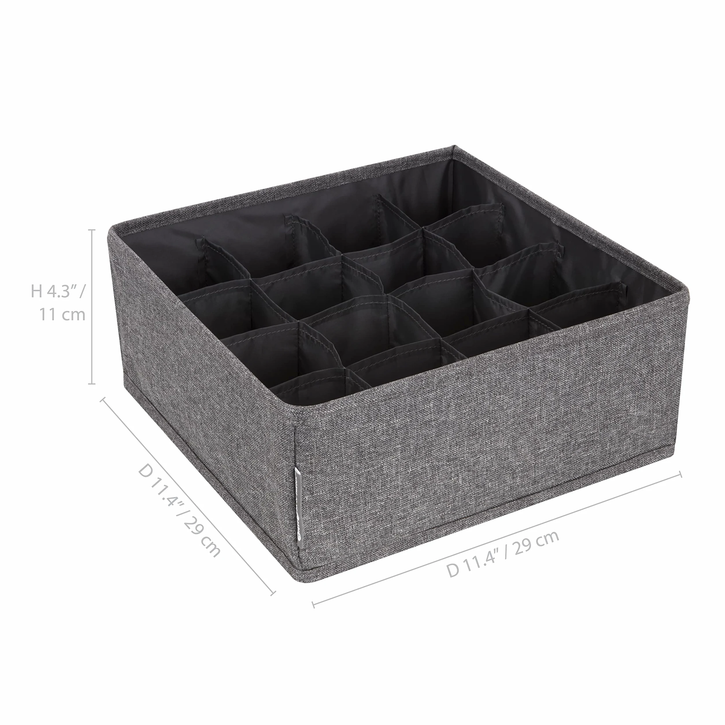 Bigso Box of Sweden Duży organizer do szuflad – pudełko do przechowywania z 16 przegródkami – praktyczne pudełko z szufladami na komodę lub do sypialni – idealne na mniejsze przedmioty – kolor szary