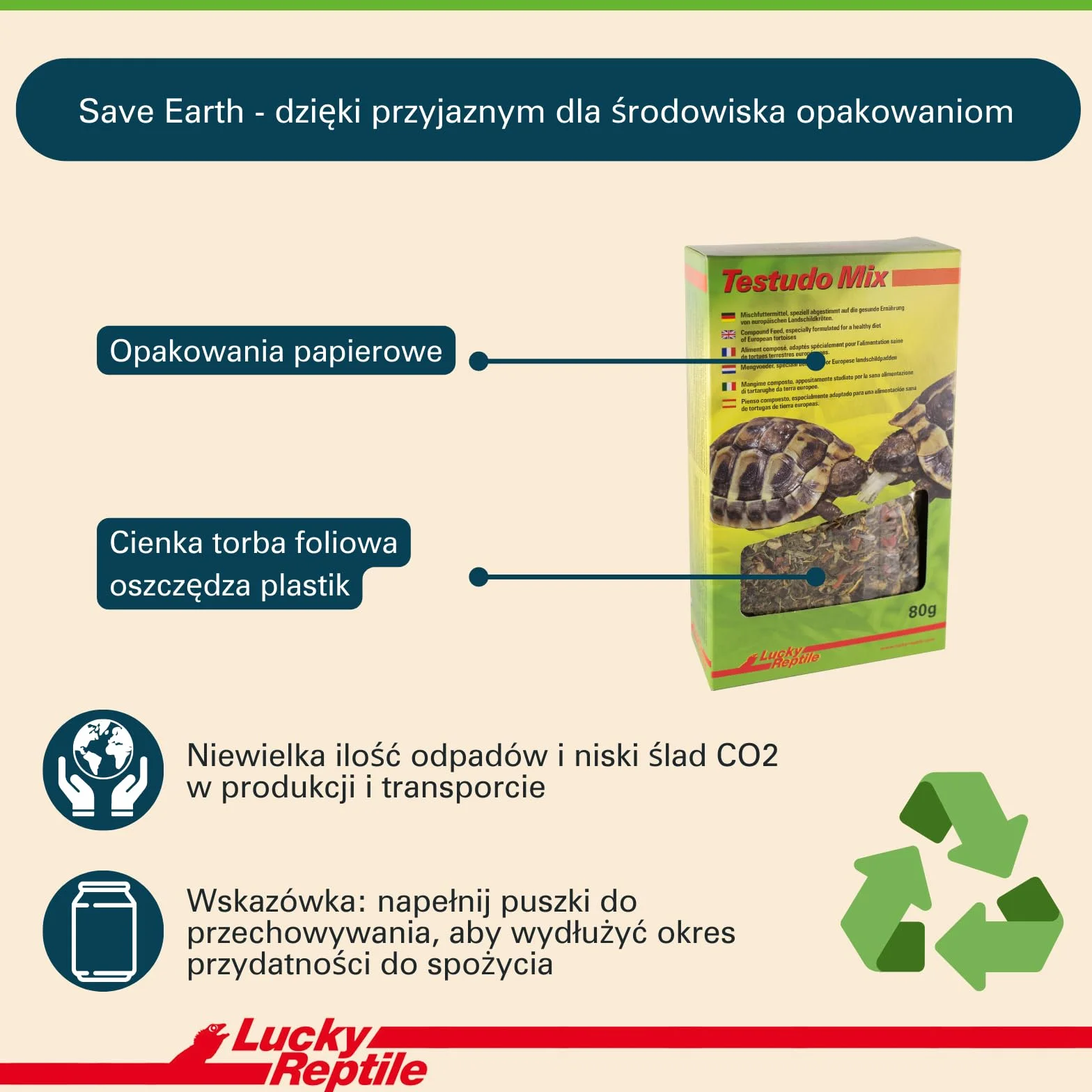 Lucky Reptile Testudo Mix 80g - Pokarm dla żółwi lądowych z suszonymi kwiatami i ziołami - Pokarm dla żółwi z dużą ilością błonnika i minerałów - Karma dla europejskich żółwi lądowych