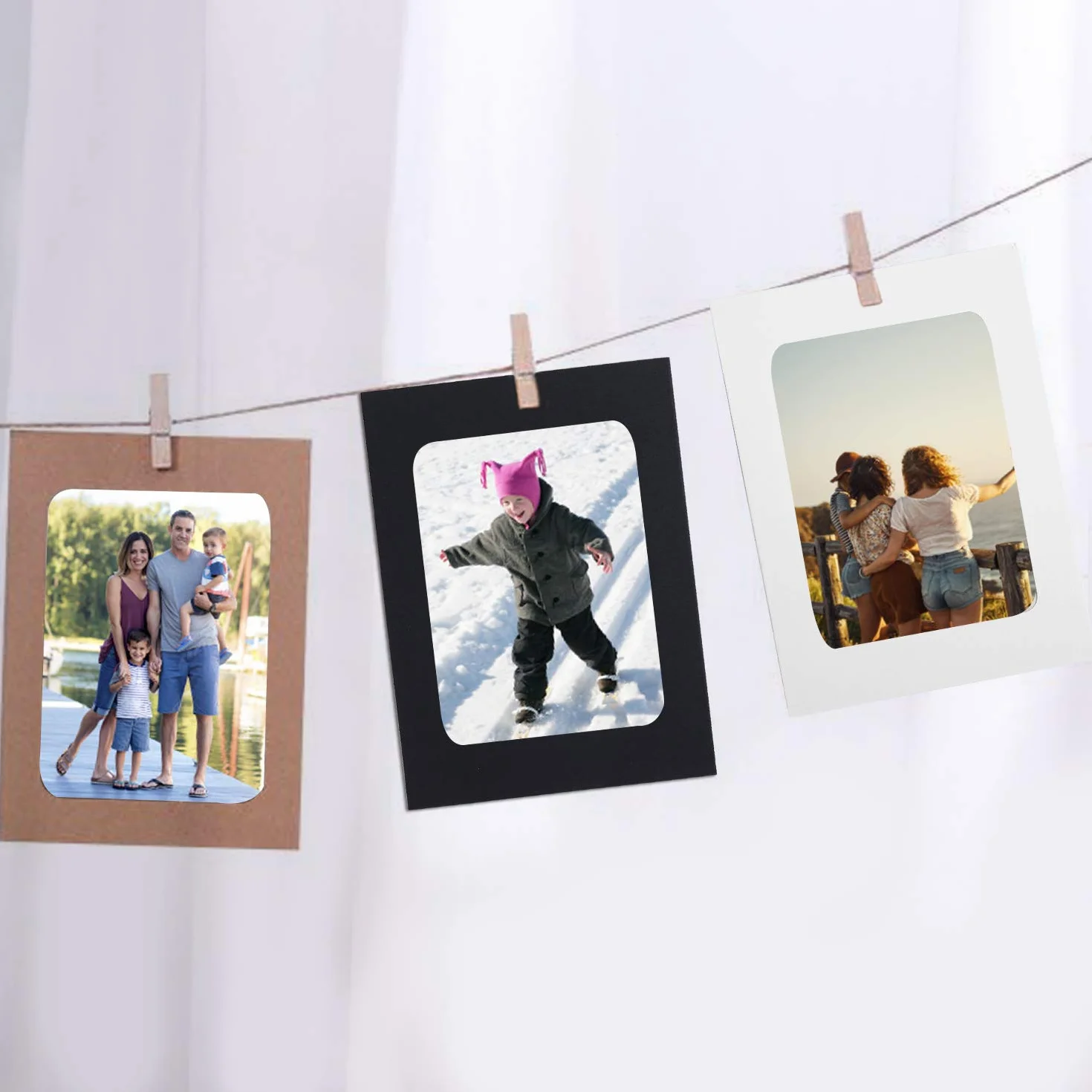 DIY papierowa ramka na zdjęcia z ramkami do zawieszania albumu z drewnianymi klipsami na ścianę z juty 30 sztuk dekoracja 3 kolory