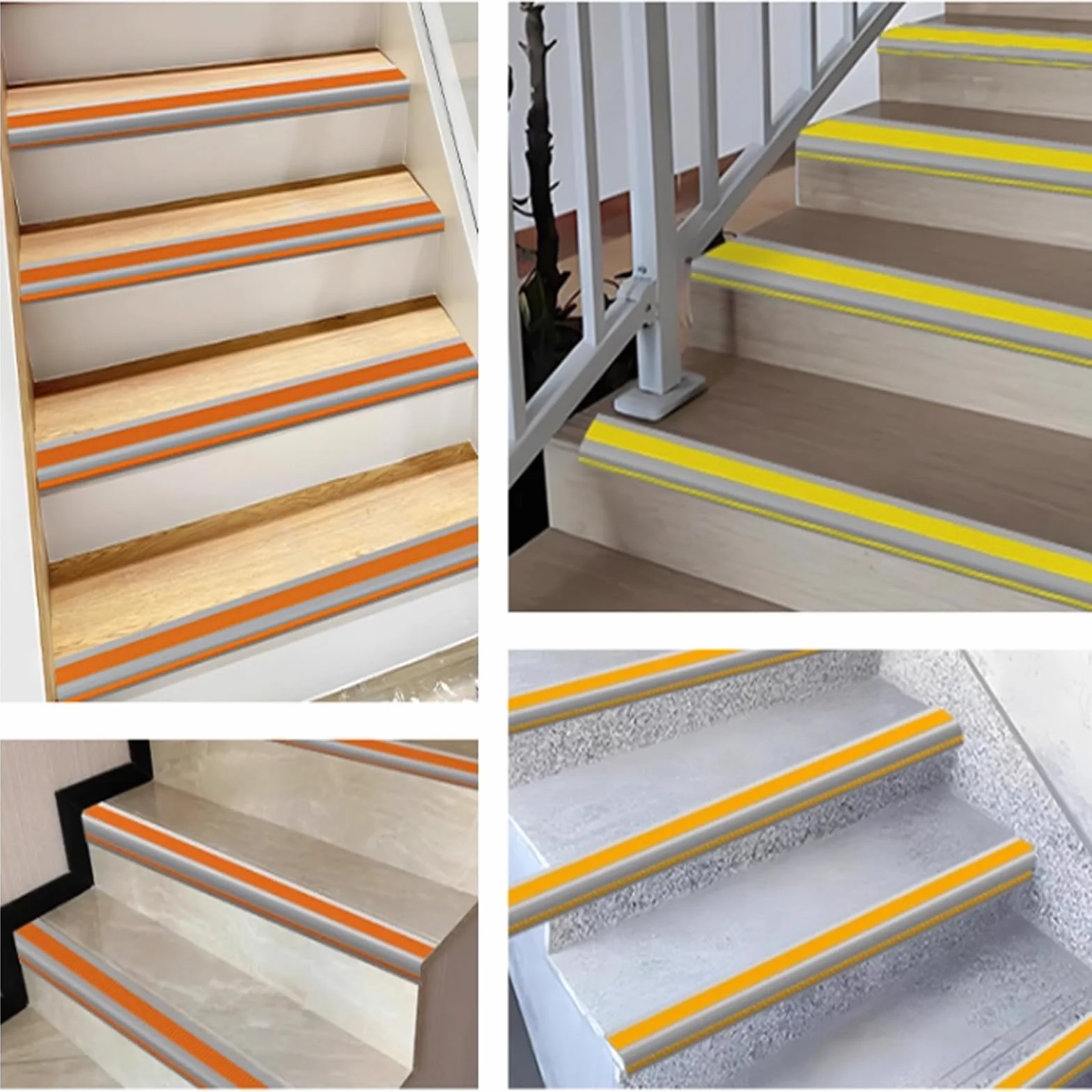 Listwy Ochronne na Schody z PVC, Paski Ochronne na Krawędzie Schodów, Antypoślizgowe Samoprzylepne do Domu, Szkoły, Szpitala, Kina(Gray,100cm/3.3ft)