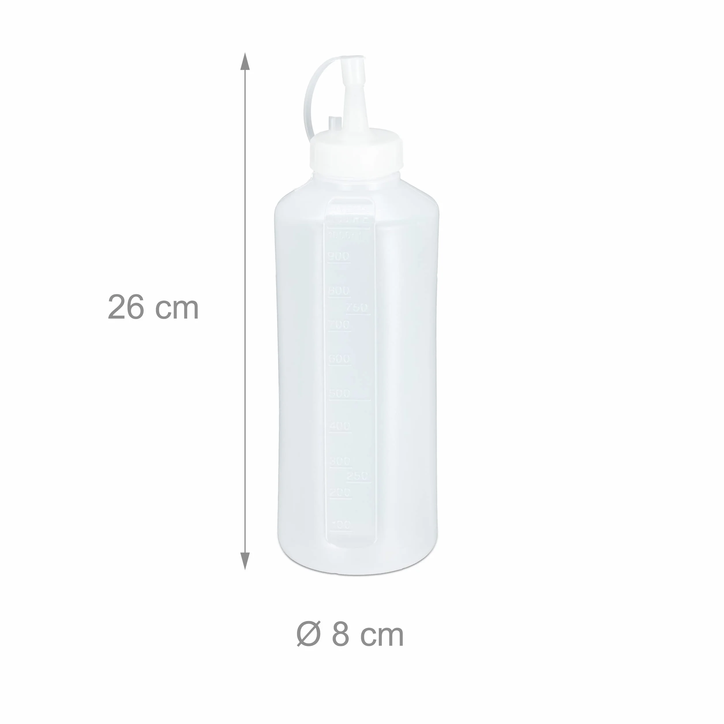 Relaxdays 16 x butelka do wyciskania, 1000 ml, do sosów, butelka do wyciskania, tworzywo sztuczne, butelka na sos, przezroczysta
