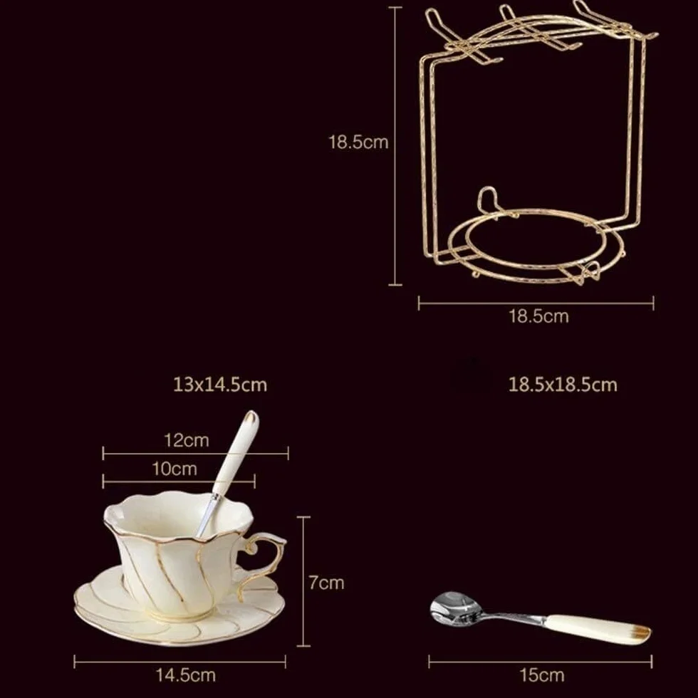 Zestaw Herbaty Prosty Zestaw Ceramicznych Filiżanek Do Herbaty Europejski Kawy I Spodków Z Metalowym Uchwytem Domu Dzbanek do Filiżanki(13 Pieces)