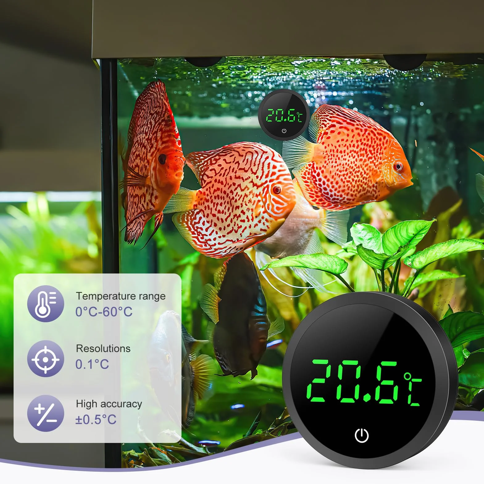 Cyfrowy Termometr LED Akwarium Mini z Ekranem Dotykowym Precyzyjny Czujnik Temperatury