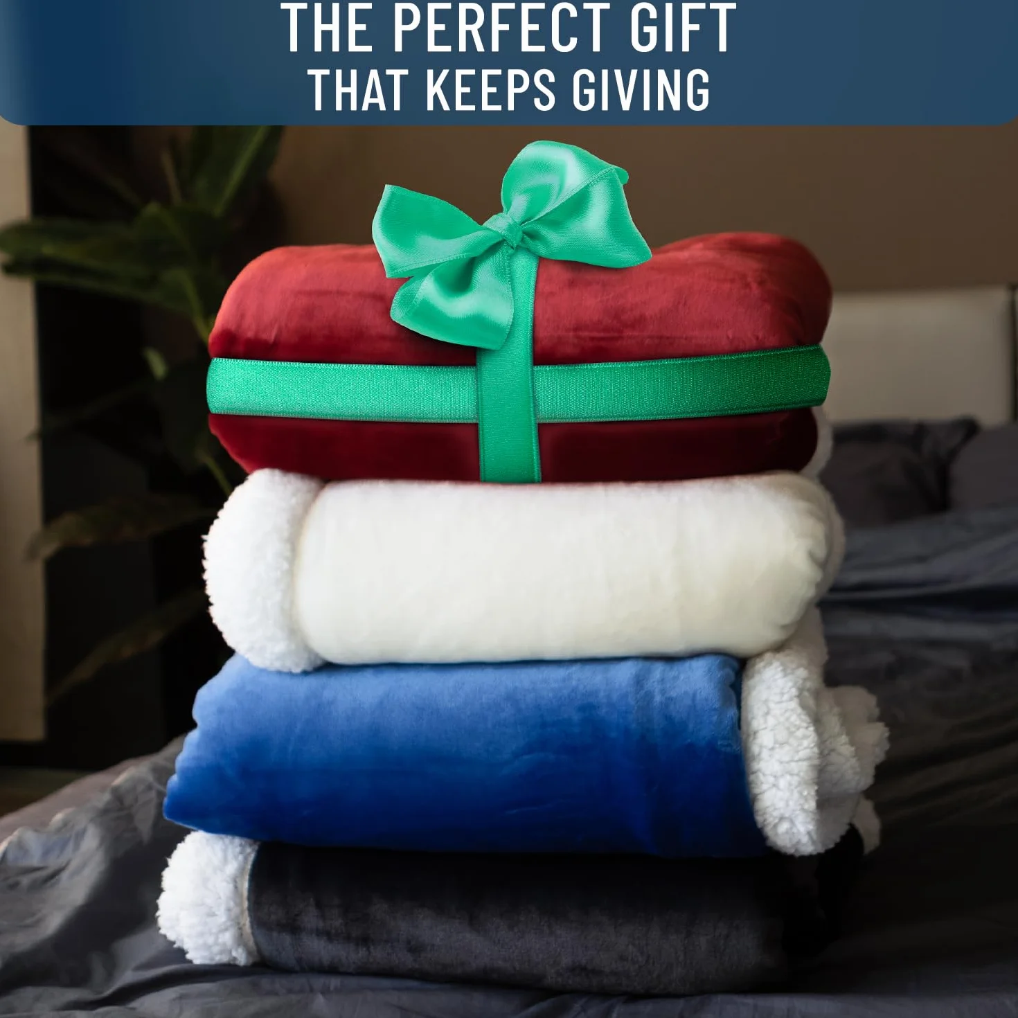Everlasting Comfort Plush Sherpa Fleece Blanket - Dual Sided, Reversible Sherpa Throw Blanket - Warm, Comfy, Ultra Soft Throw Blanket