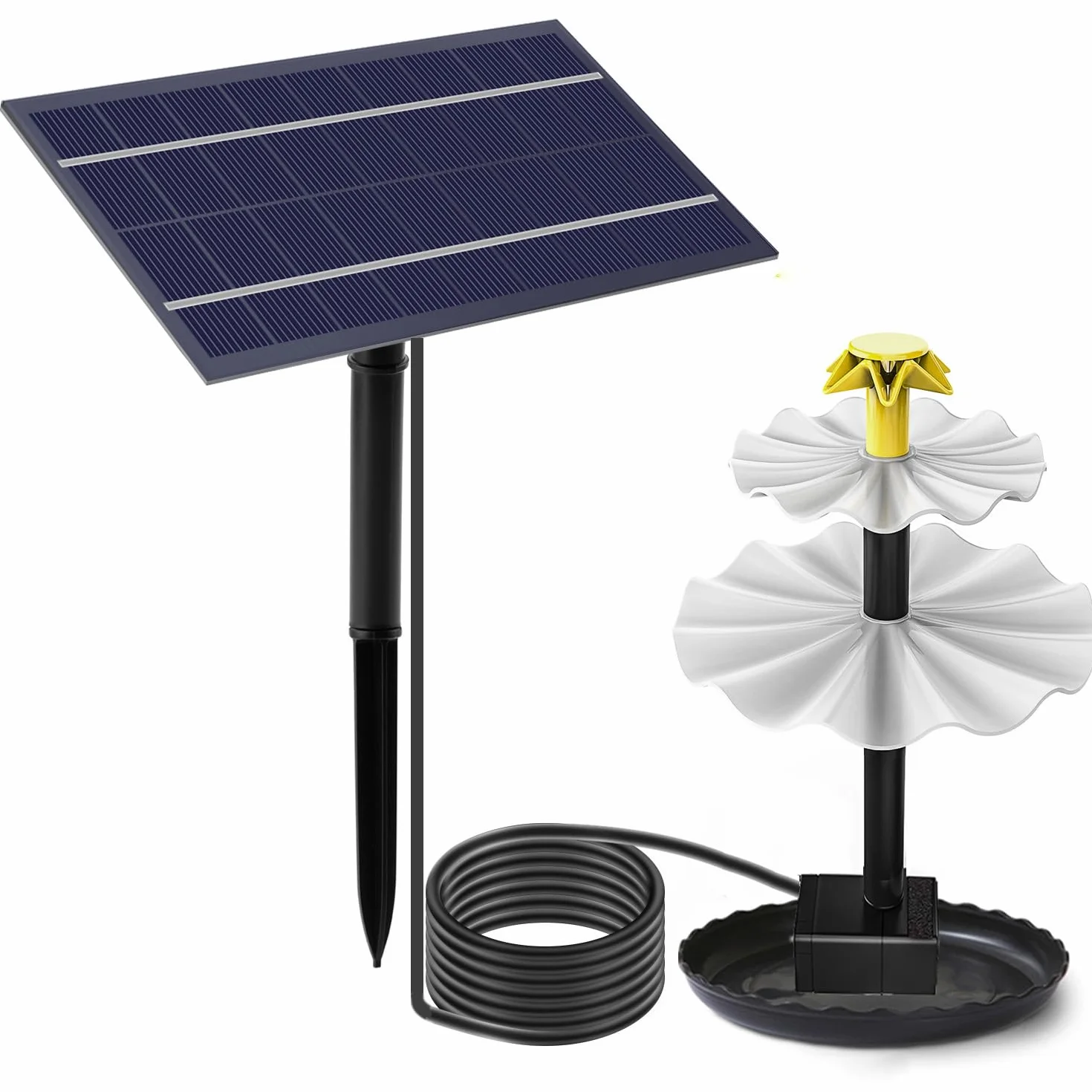 Fontanna solarna do użytku na zewnątrz, 4 W, zrób to sam", 3-warstwowa pompa do stawu, monokrystaliczny panel słoneczny, fontanna solarna do użytku na zewnątrz, do stawu ogrodowego, fontanny, wanny z