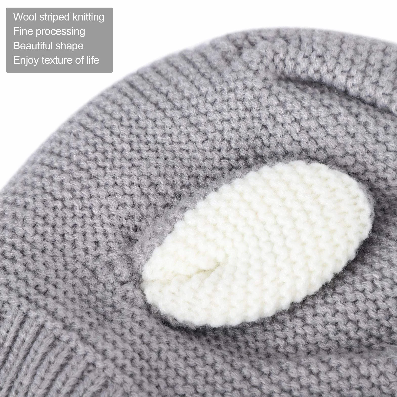 Czapka dla psa z wzorem uszu królika, dzianinowa, zimowa, dla psów 15-25 kg, szary