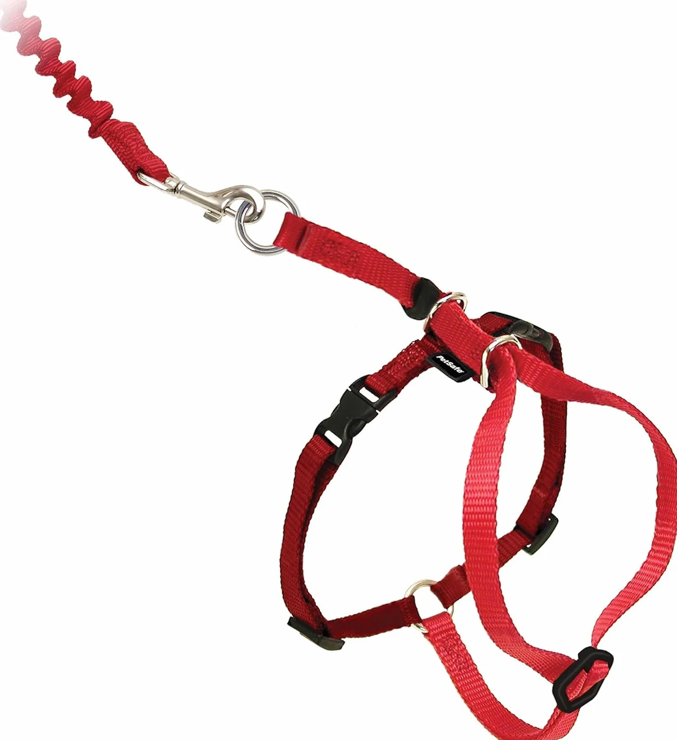 PetSafe Easy Walk Uprząż dla kotów z elastyczną smyczą, Regulowany rozmiar M, Czerwony