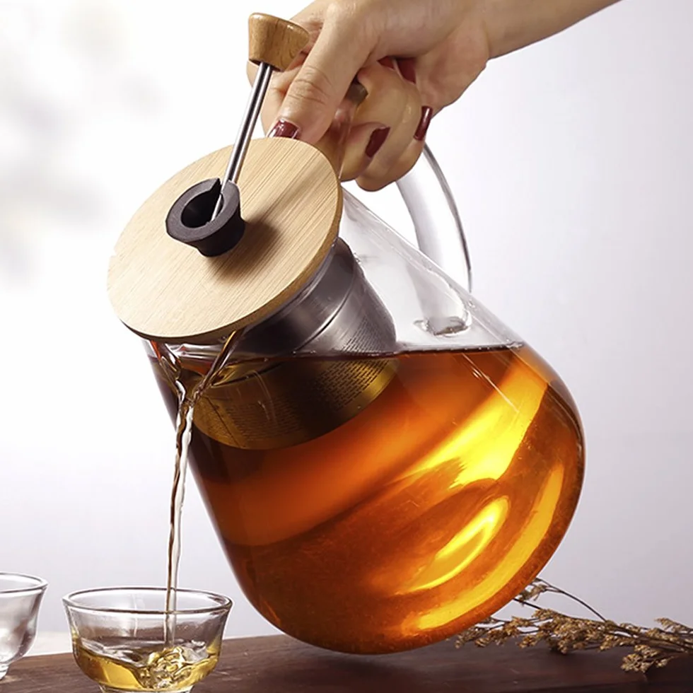 dzbanek do herbaty ze szkła 700 ml z odpinanym, podnoszonym sitkiem, idealny do zaparzania herbaty