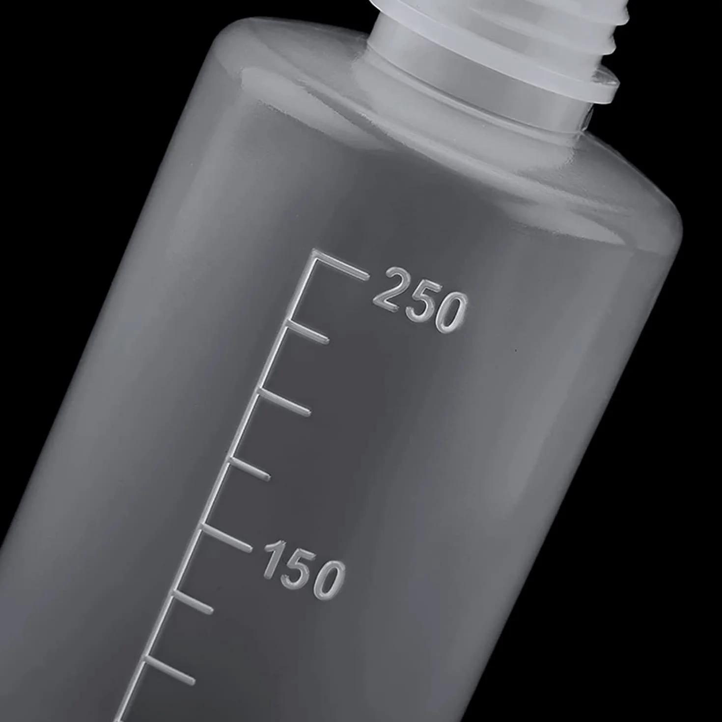 LATRAT Zestaw 2 plastikowych konewek, bezpiecznych butelek do czyszczenia przezroczystych butelek do ogrodnictwa, nawadniania roślin, laboratorium (250 ml)