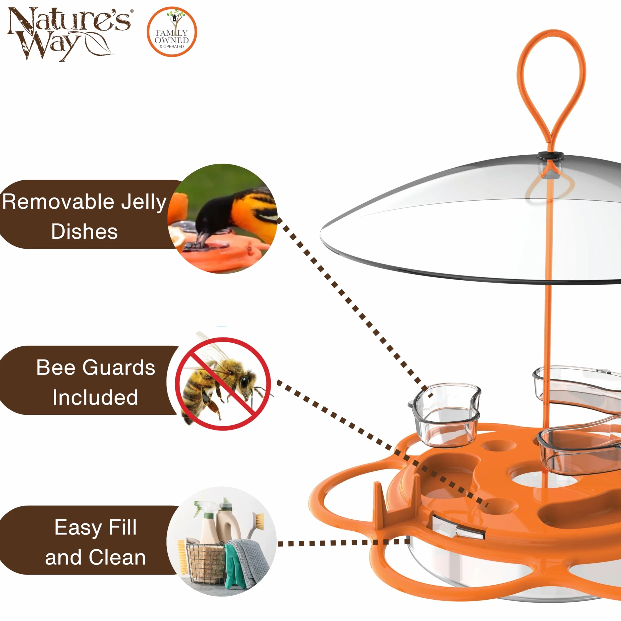 Nature's Way OFP1 All-in-One Oriole Buffet karmnik dla ptaków, pomarańczowy