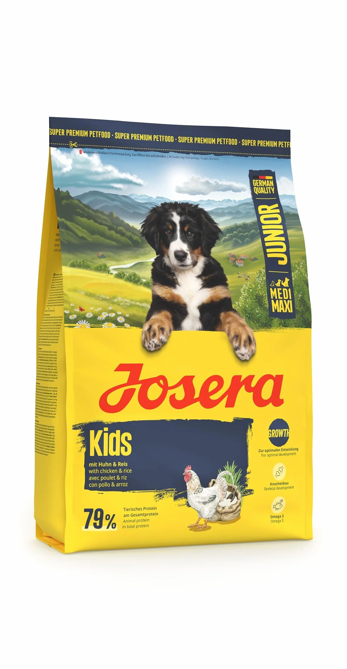 JOSERA Junior Kids Kurczak i ryż 3 kg Sucha karma dla rosnących większych psów bezglutenowa