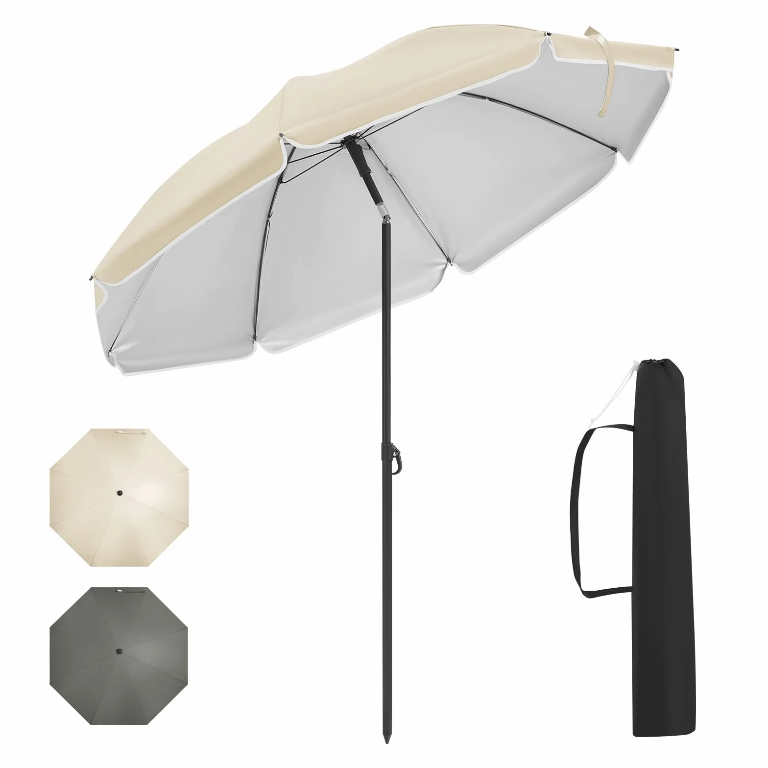 WOLTU Parasol przeciwsłoneczny na balkon, Ø 135/155/175 cm, ochrona przed promieniowaniem UV, UPF 50+, regulacja wysokości i nachylenia, torba do przenoszenia, okrągły parasol ogrodowy na balkon, do
