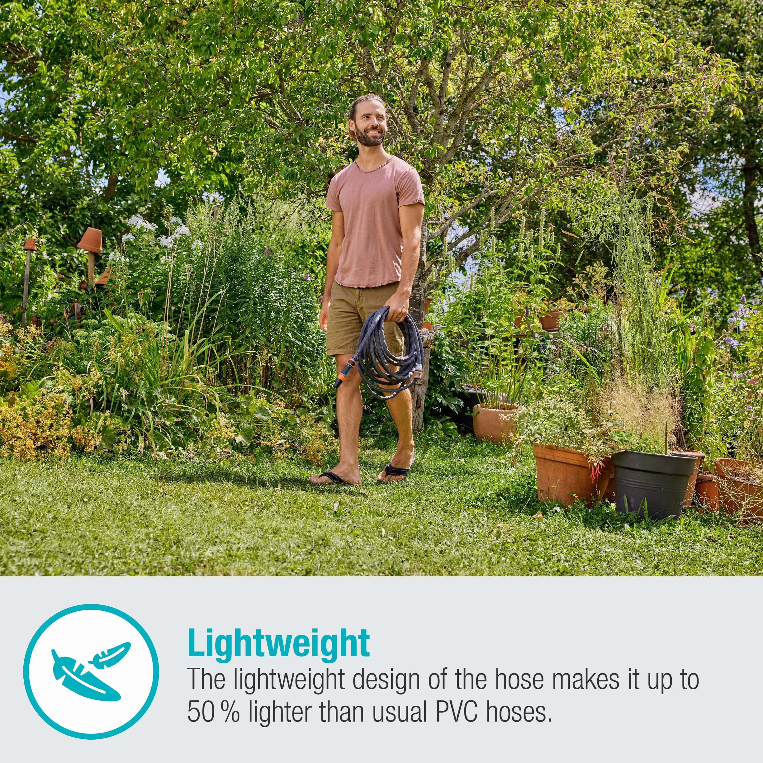 Gardena Liano Life, wąż materiałowy 1/2 cala, 30 m: Wysoko elastyczny wąż ogrodowy z tkaniny, z wężem wewnętrznym PVC, bez zginania, lekki, odporny na czynniki atmosferyczne (18457-20)