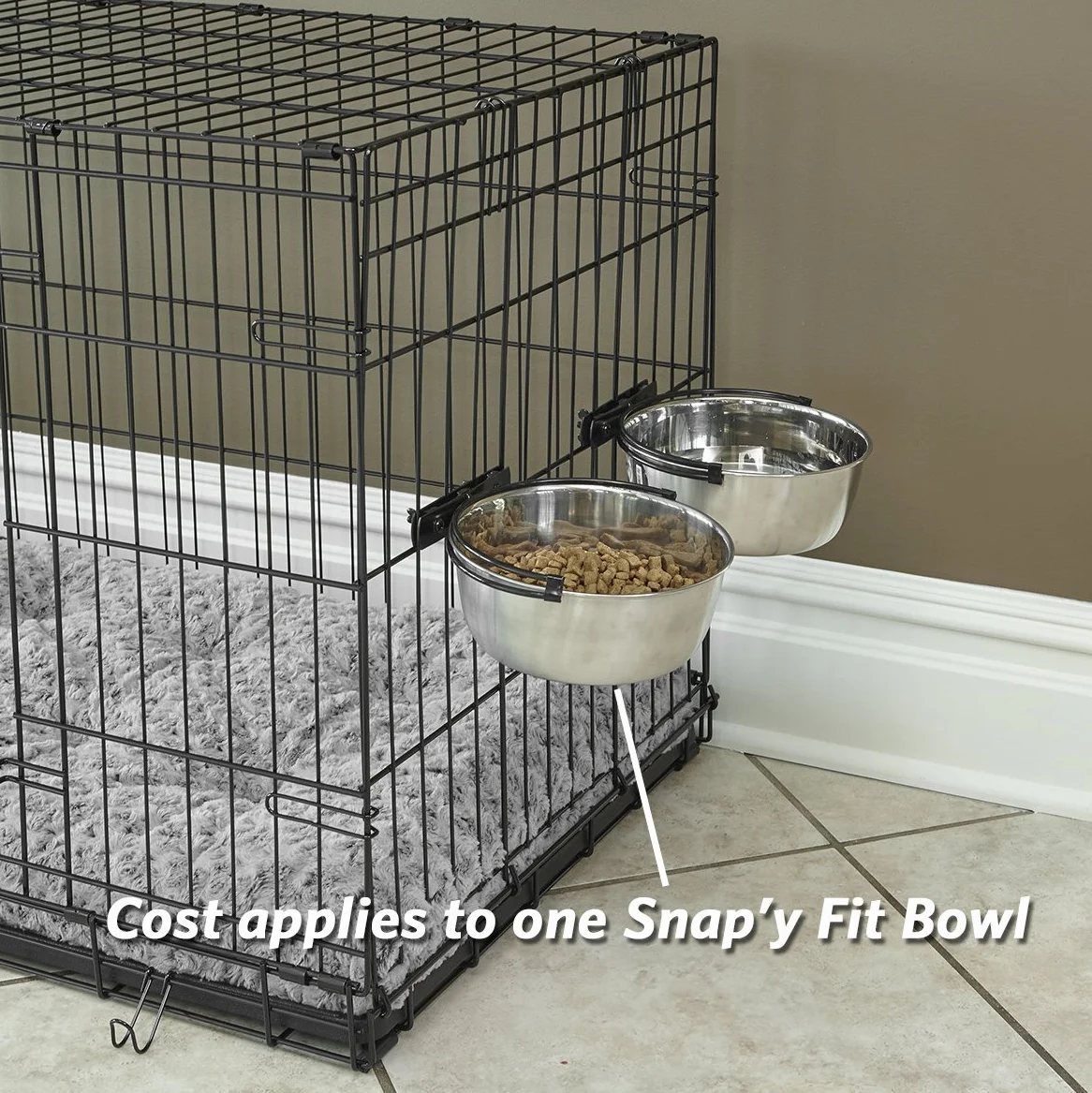 MidWest Homes for Pets Snap'y Fit miska na żywność ze stali nierdzewnej, miska dla zwierząt domowych, 1 qt dla psów i kotów, srebrna