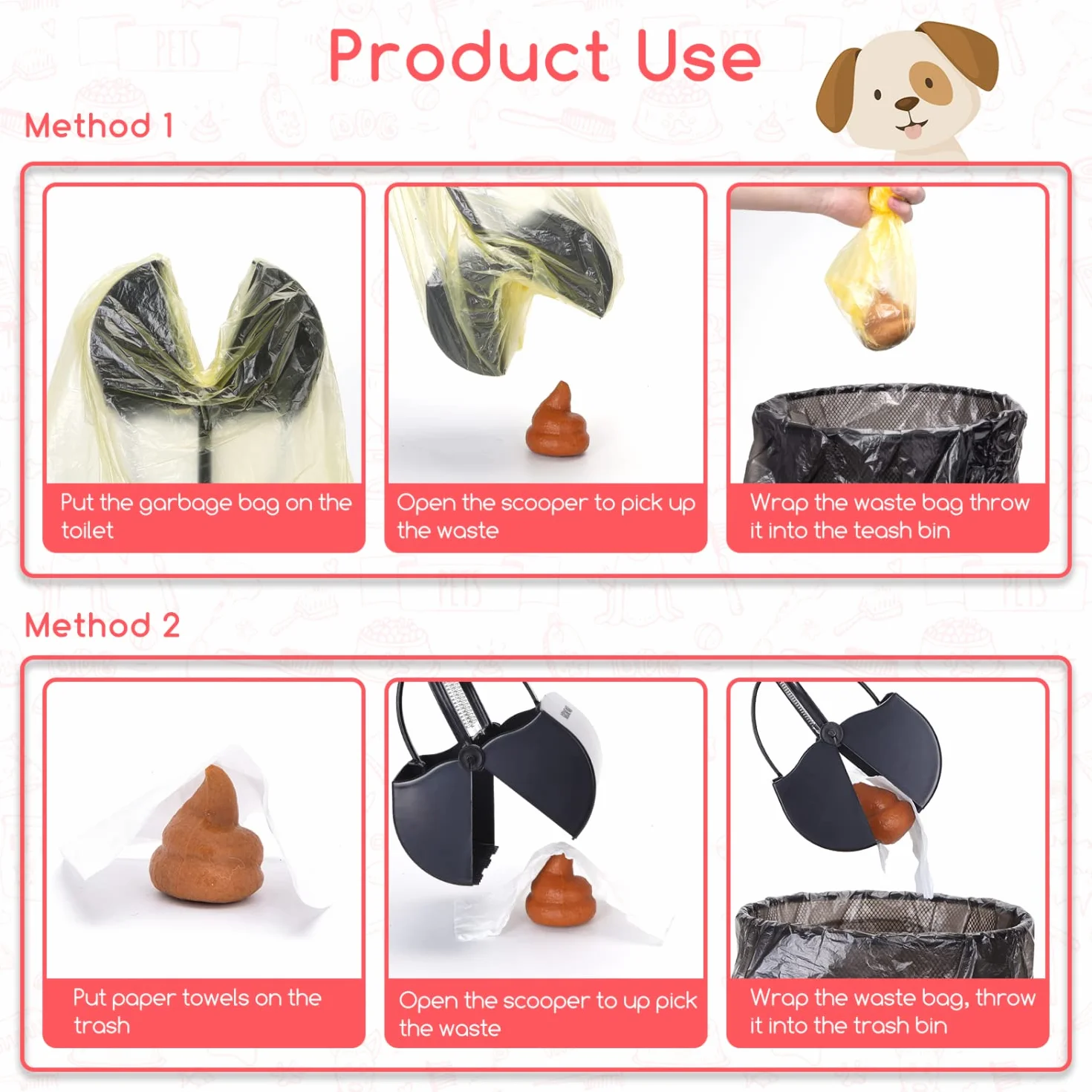 Nobleza Dog Poop Scooper, 66cm Long Składana łopatka do psich odchodów do ogrodu na zewnątrz/wewnątrz, psy, odchody zwierząt