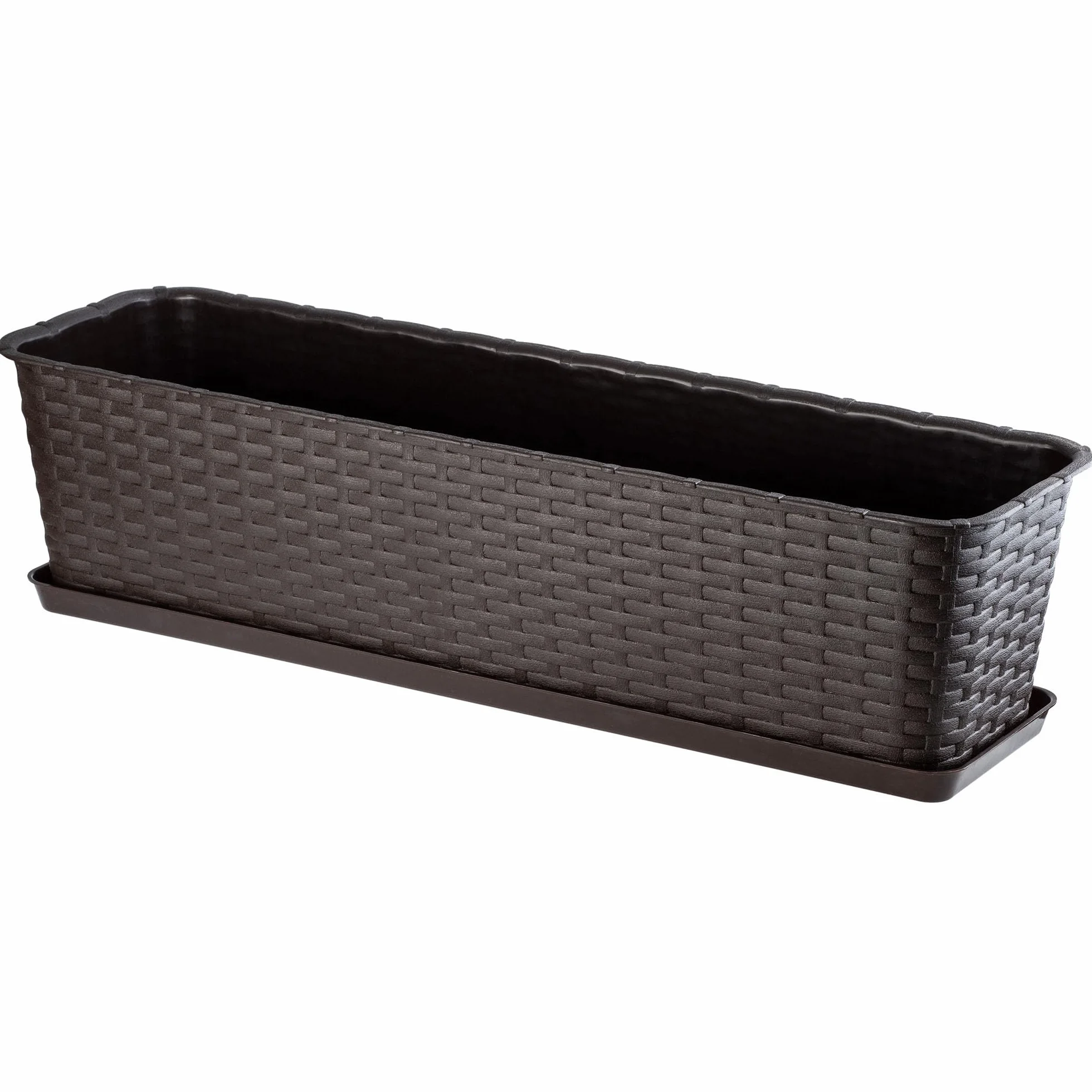 KADAX Skrzynka Balkonowa 60cm, ok. 12L, skrzynka z tworzywa odporna na warunki, Brązowy, prostokątna na Balkon, Taras i do Ogrodu