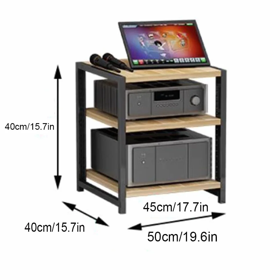 Regulowany 3-poziomowy drewniany stojak gramofonowy – wolnostojąca wieża audio HiFi z półkami na płyty winylowe i komponenty stereo – idealny stojak na nośniki AV dla audiofilów