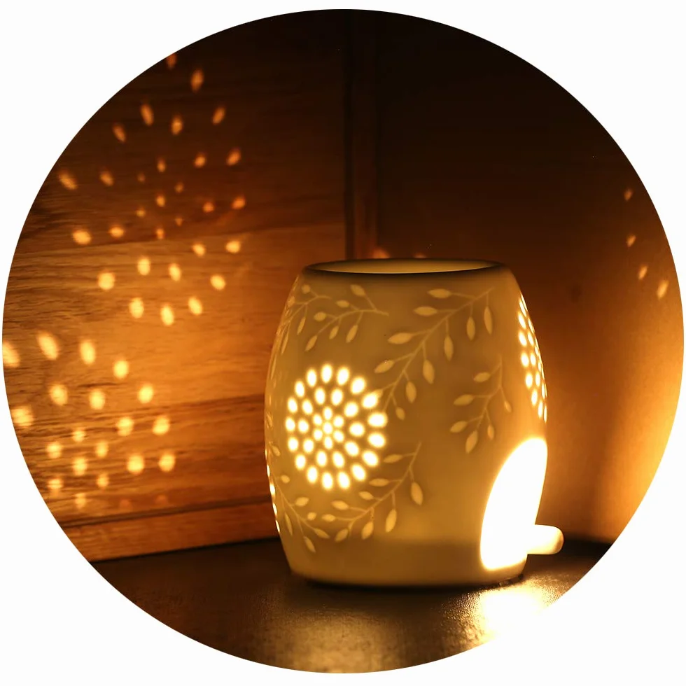 ecooe lampka aromatyczna świecznik na tealighty lampka aromatyczna wykonana z ceramicznej bieli z dyfuzorem zapachowym z łyżeczką świecową