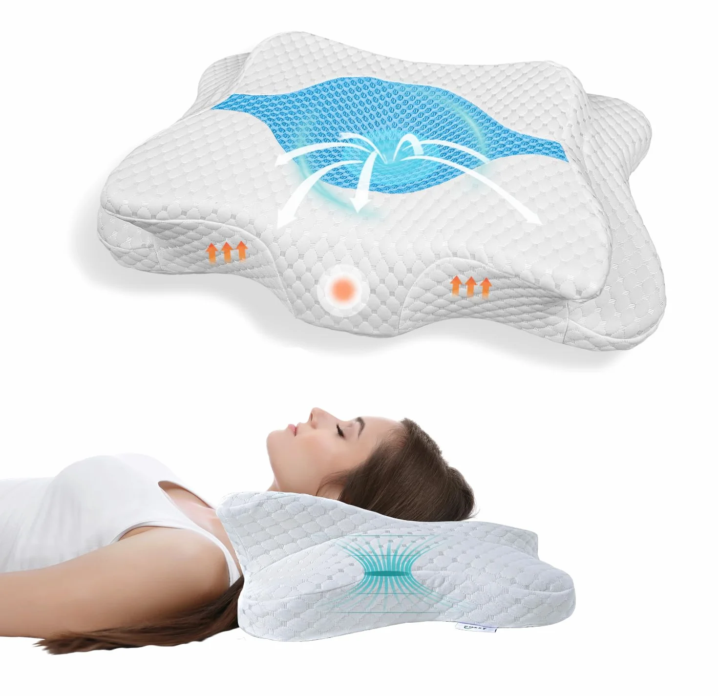 CHxxy Poduszki z pianki z pamięcią kształtu, łagodząca ból szyi i ramion, ergonomiczna poduszka konturowa, miękka, do spania na boku, do spania na brzuchu i spania na plecach