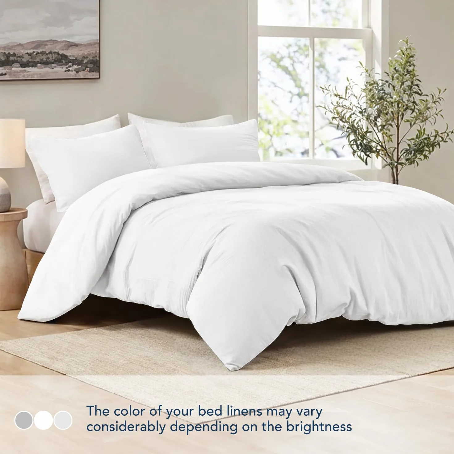 Dreamzie - Poszewka na kołdrę 155x220 cm z 2 poszewkami na poduszki 80x80 cm - Biała - Komplet pościeli dla dorosłych 155x220, 100% mikrofibra - Certyfikat bez substancji chemicznych (Oeko TEX)