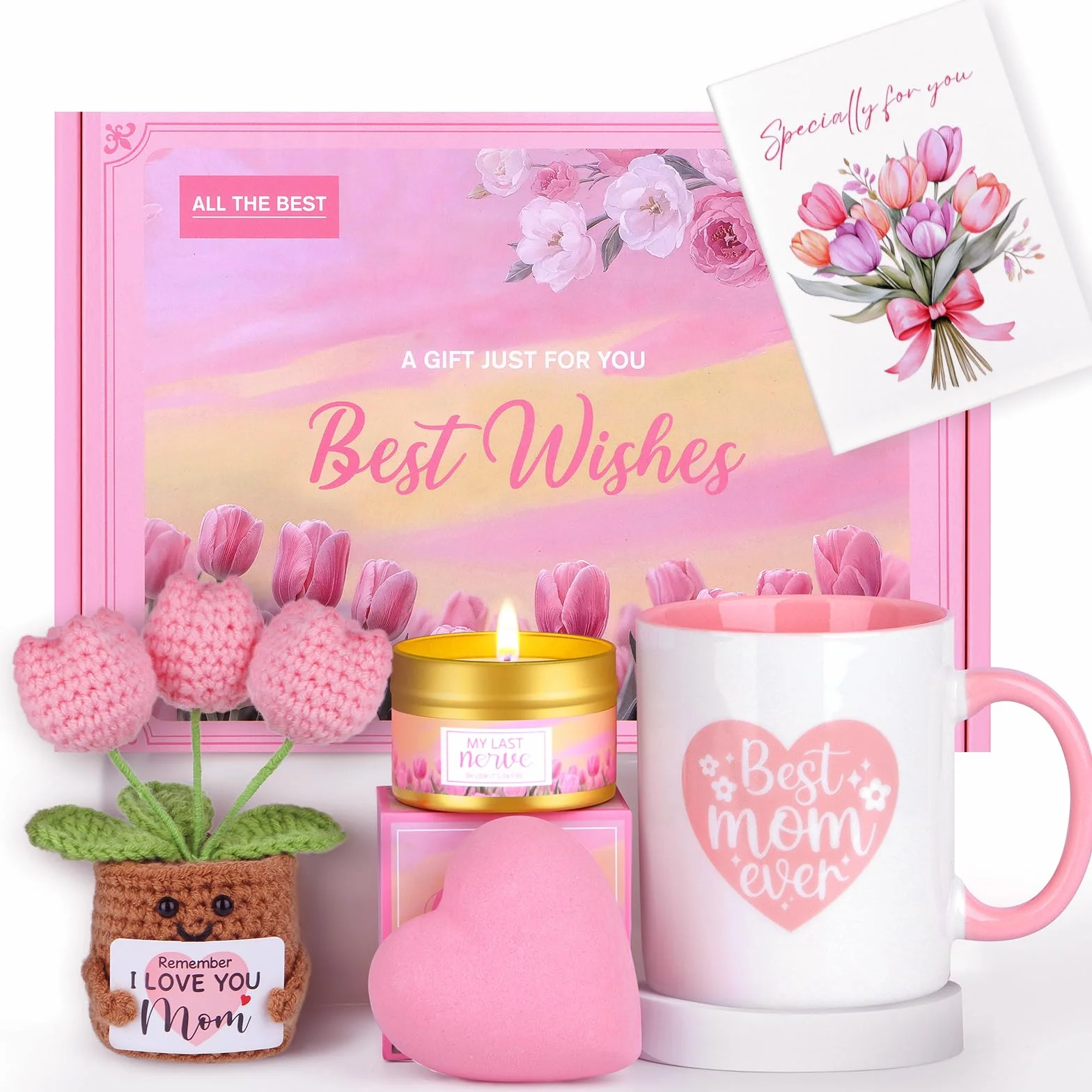 MUJUZE Prezenty świąteczne dla mamy, prezenty urodzinowe dla mamy, "I Love You Mom" zestaw upominkowy od córki syna, prezenty świąteczne dla mamy, wdzięczny za prezent matki