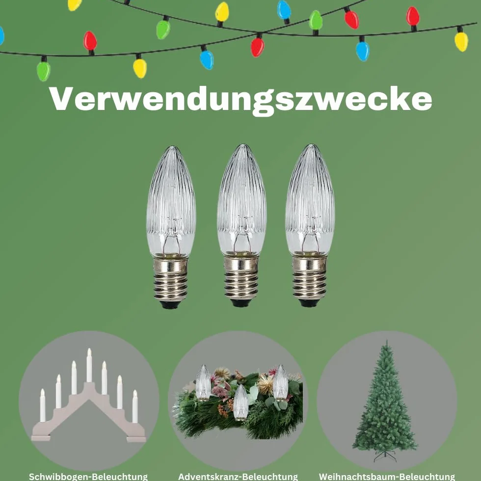 EGB zestaw świec bożonarodzeniowych 12 V/3 W, E10, idealne jako świece choinkowe, oświetlenie łukowe i dekoracja bożonarodzeniowa, 3 sztuki w blistrze
