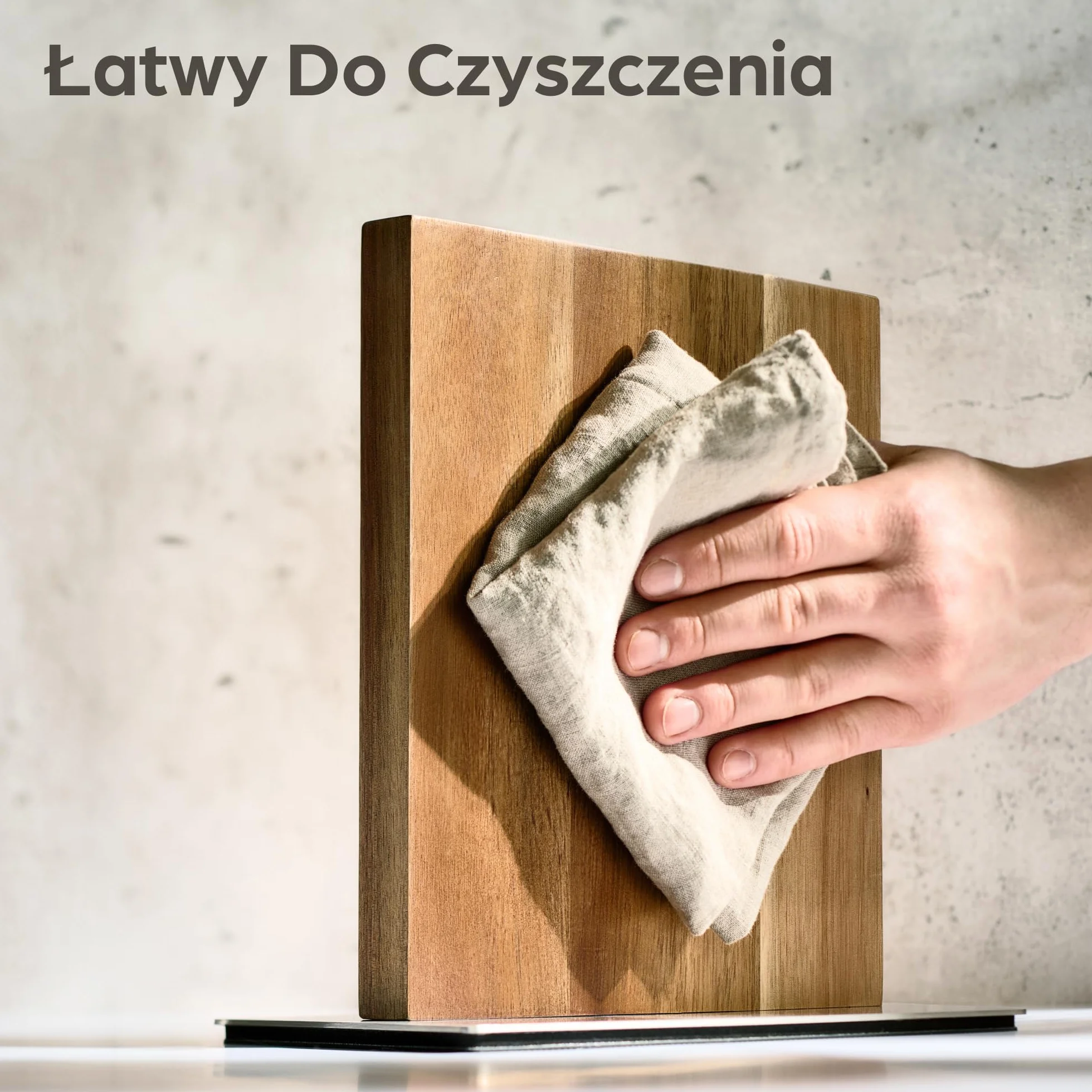 Uchwyt na Noże bez Noża – Dwustronny Silny Magnes – Magnetyczny Blok z Drewna Akacjowego FSC® – Antypoślizgowy i nie zajmuje dużo miejsca