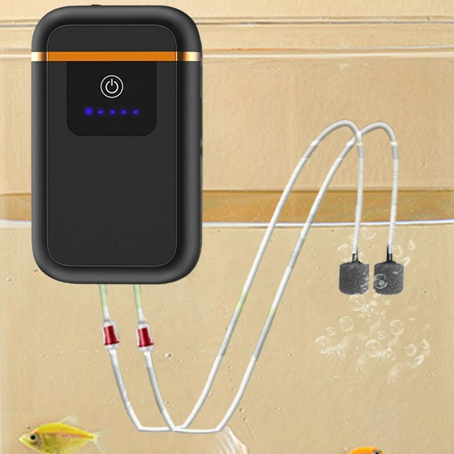 Aquarium Air Pump 1W Quiet Adjustable Rechargeable Oxygen Aerator