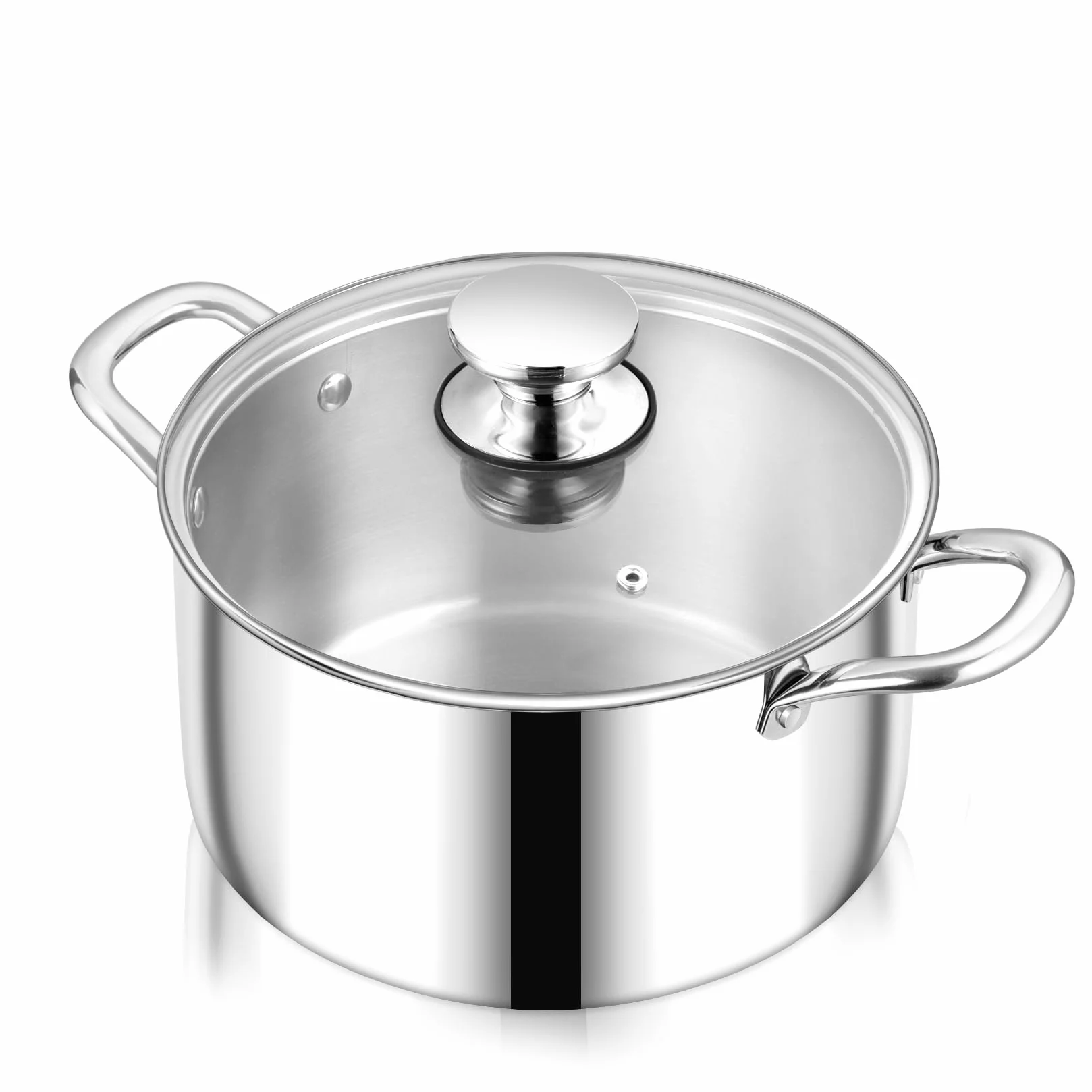 Garnek, Onader 3-warstwowy ze stali nierdzewnej, indukcyjny, 3,3L, garnek do makaronu, garnek na zupę ze szklaną pokrywką dla wszystkich rodzajów kuchenek, zdrowy i odporny na mycie w zmywarce - 20cm
