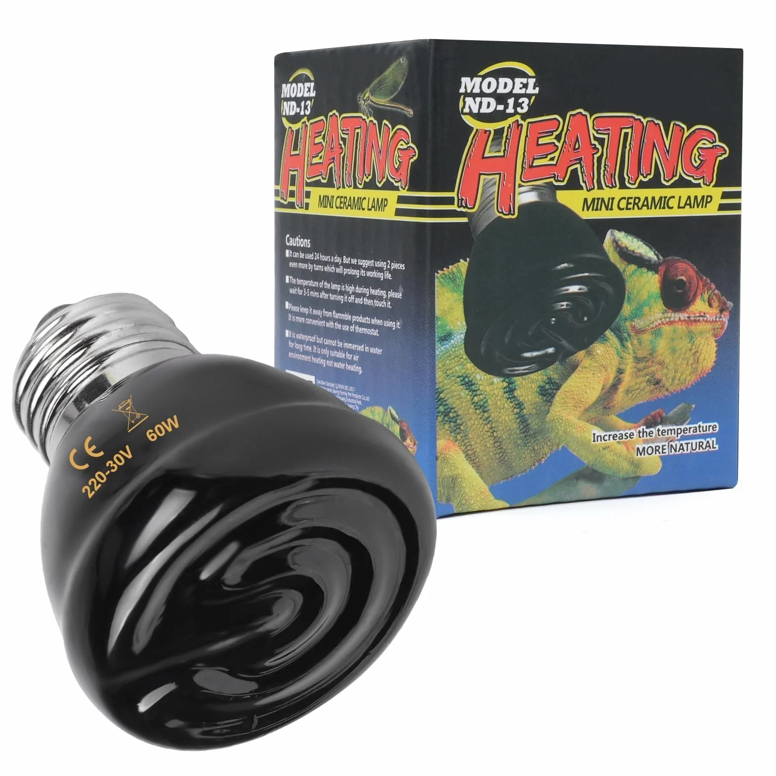 Żółw lampa grzewcza ceramiczny emiter ciepła 60 W E27 220-230 V dla gadów terrarium
