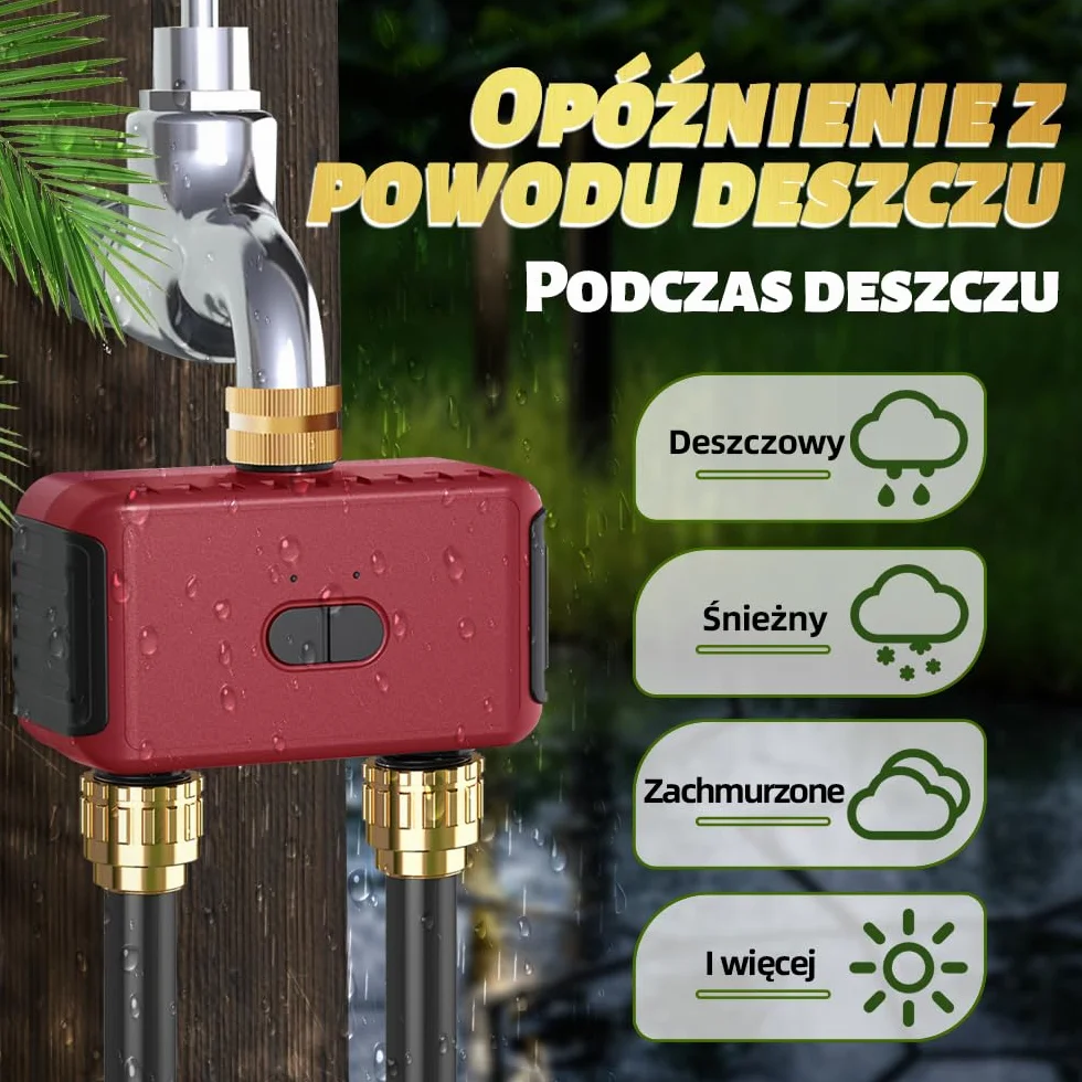 GIEX Inteligentny programator nawadniania WiFi z 2 wyjściami, sterownik do węży ogrodowych, kompatybilny z aplikacjami Tuya i Smart Life
