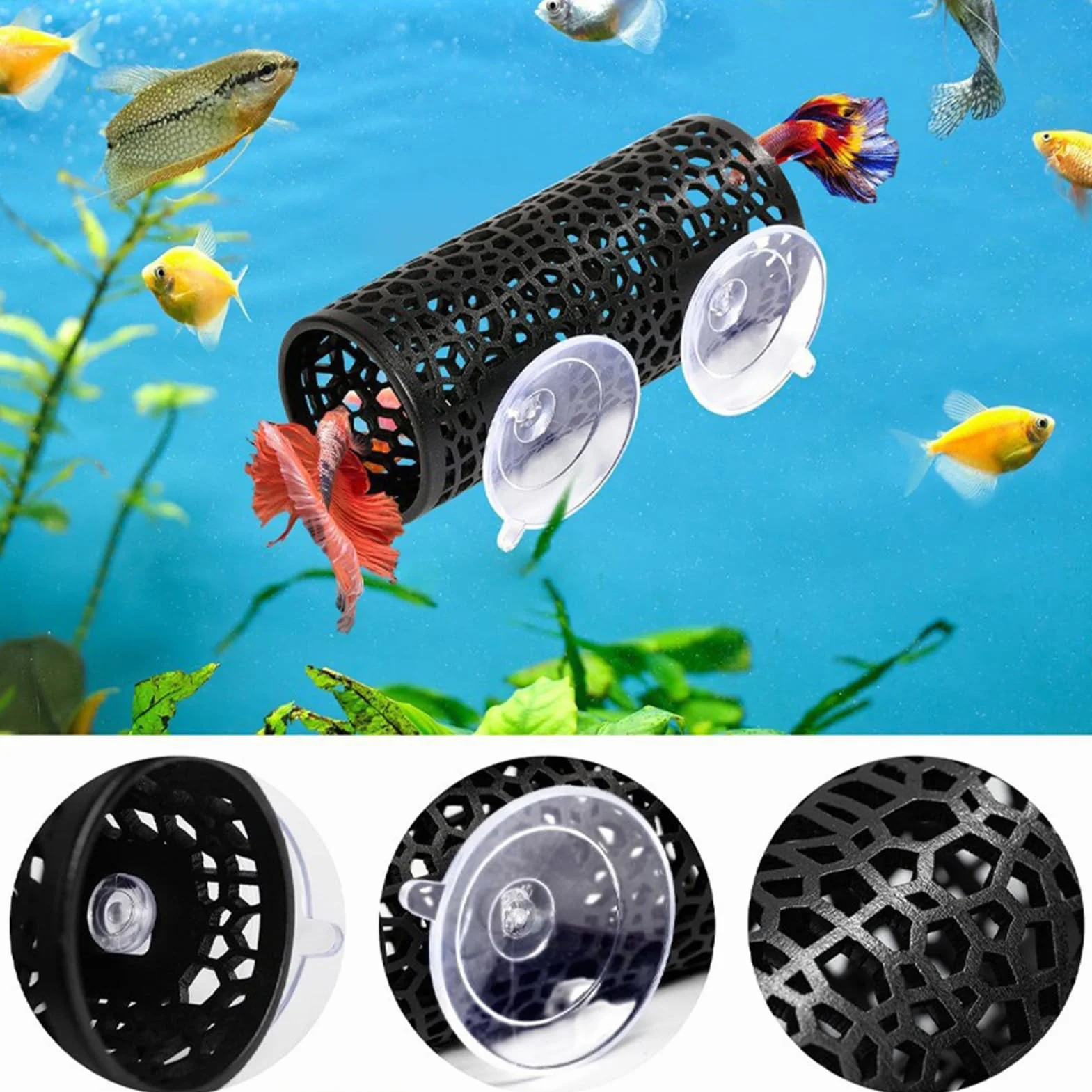 Fish Tank Tunnel Decor Betta Suction Tunnel Hollow Resting Shelter Aquatic Habitat Decoration for Cichlids Crayfish Betta Aquarium