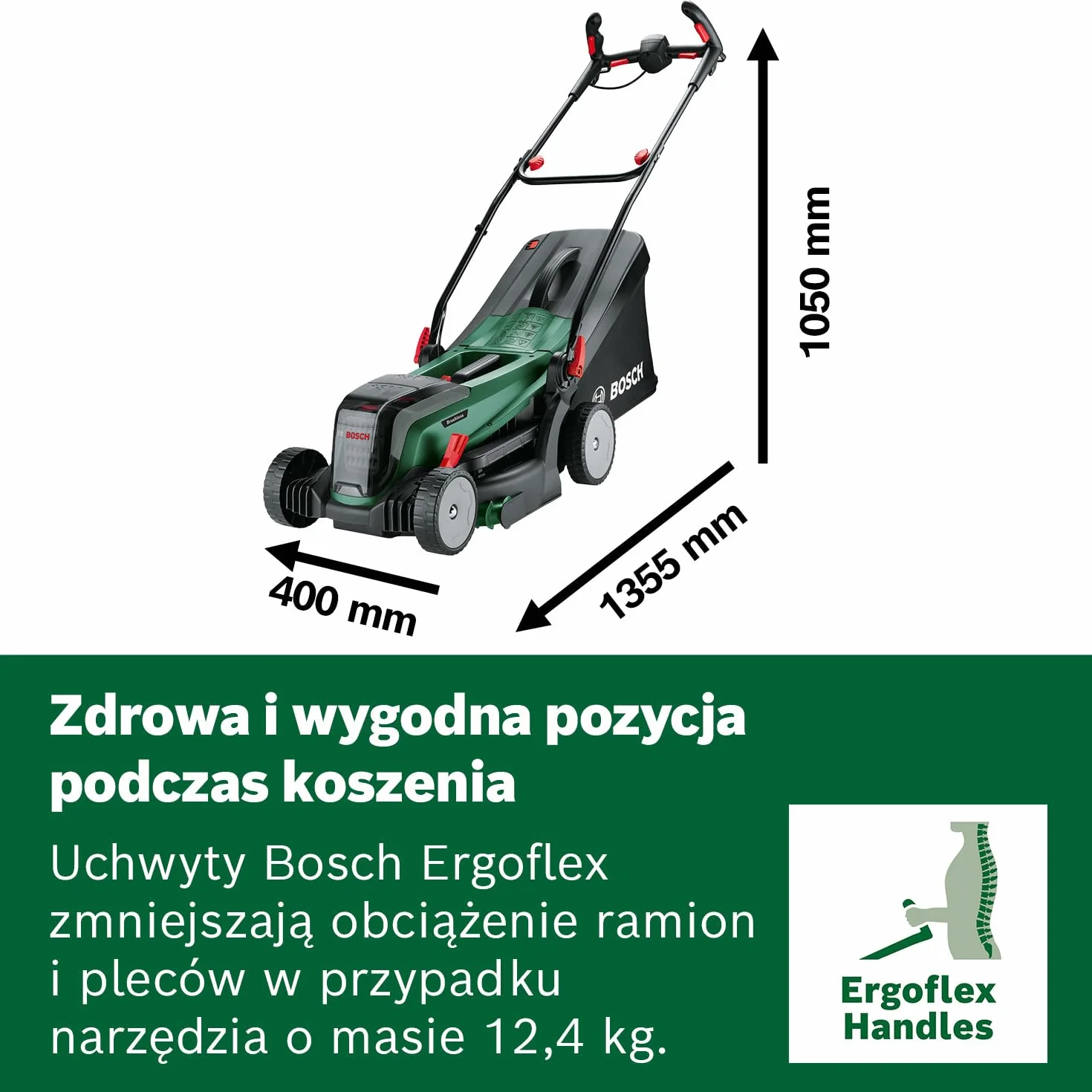 Bosch Kosiarka Akumulatorowa, Zielony, 37 cm obszaru roboczego