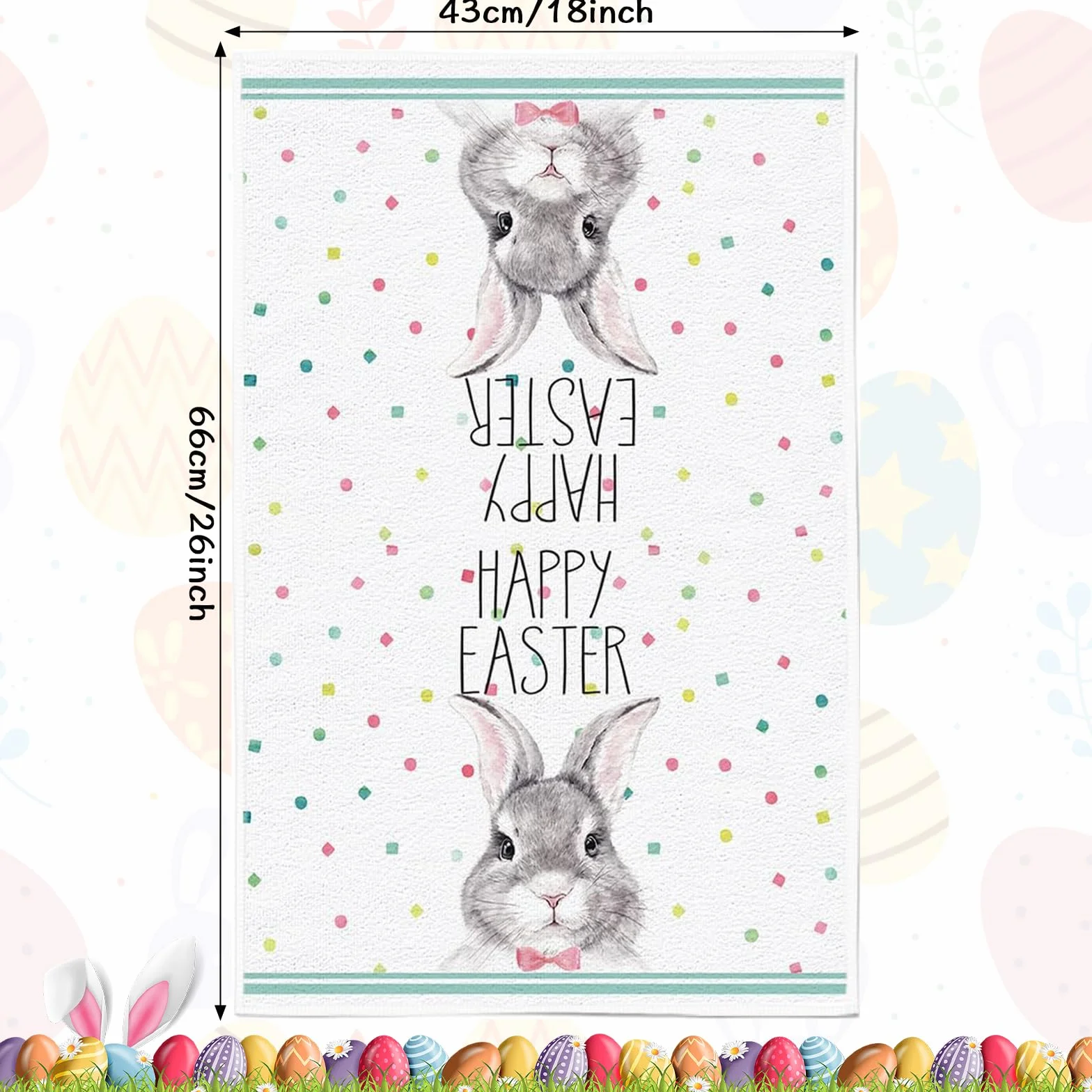 2 ściereczki do naczyń Happy Easter, Happy Easter, 43 x 66 cm, ręczniki do naczyń, bawełniane ręczniki wielkanocne, idealne jako dekoracja wielkanocna do domu/A