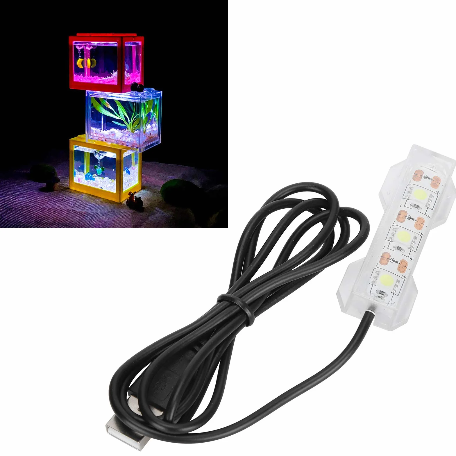 Oświetlenie LED Akwarium Małe Roślina Wodna Światło Pulpit Mini Dekoracja Miękka Lampa