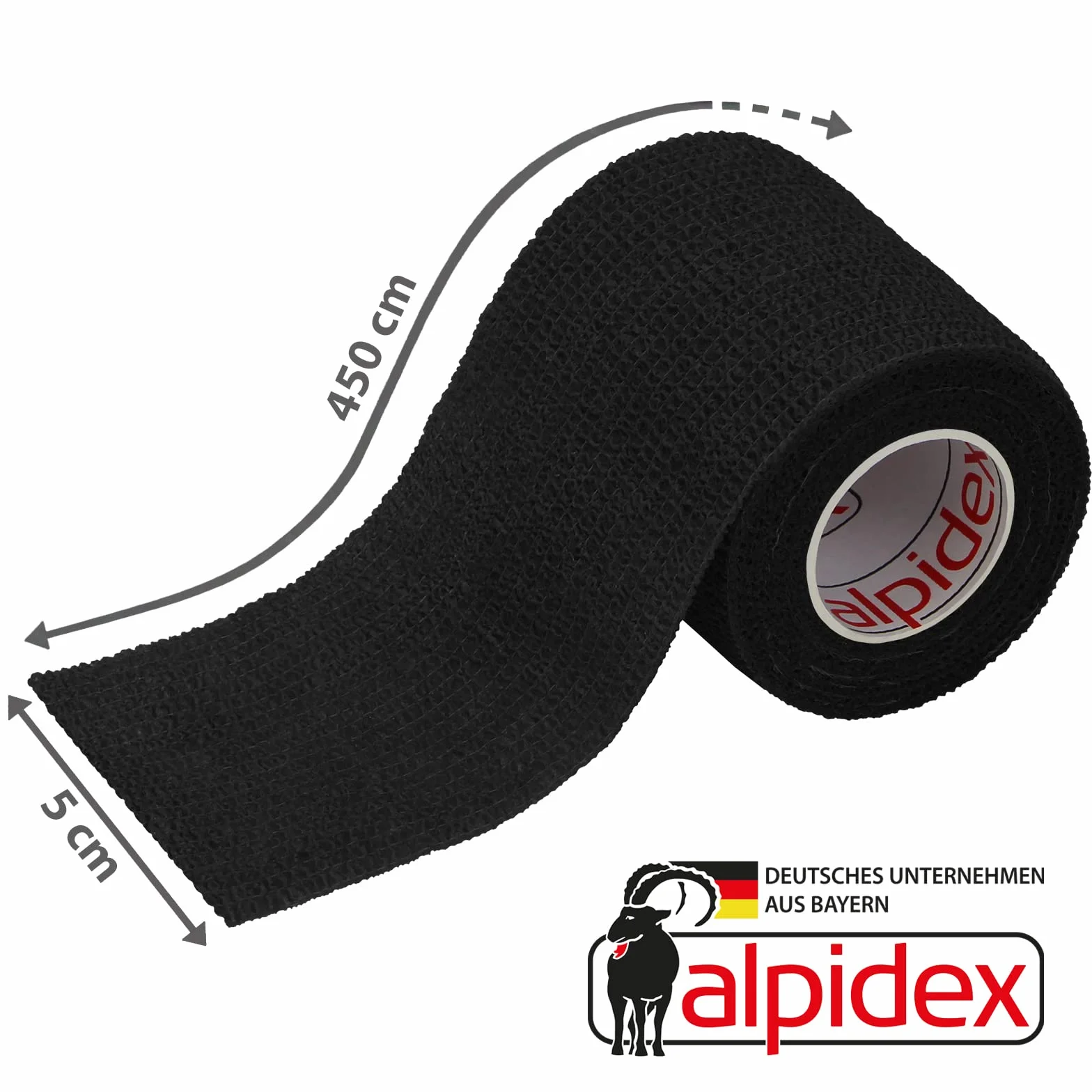 ALPIDEX Bandaże samoprzylepne elastyczne 5 cm x 4,5 m czarne