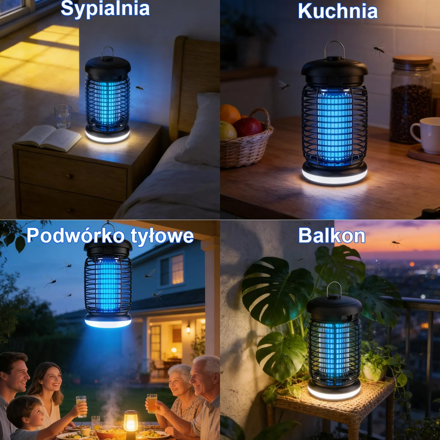 Lampa komarowa 4200V z oświetleniem LED - 3m kabel, Lampa owadobójcza 15W UV Wodoszczelna (IPX4), Elektryczny Zabójca Much, Urządzenie Przeciw Komarom