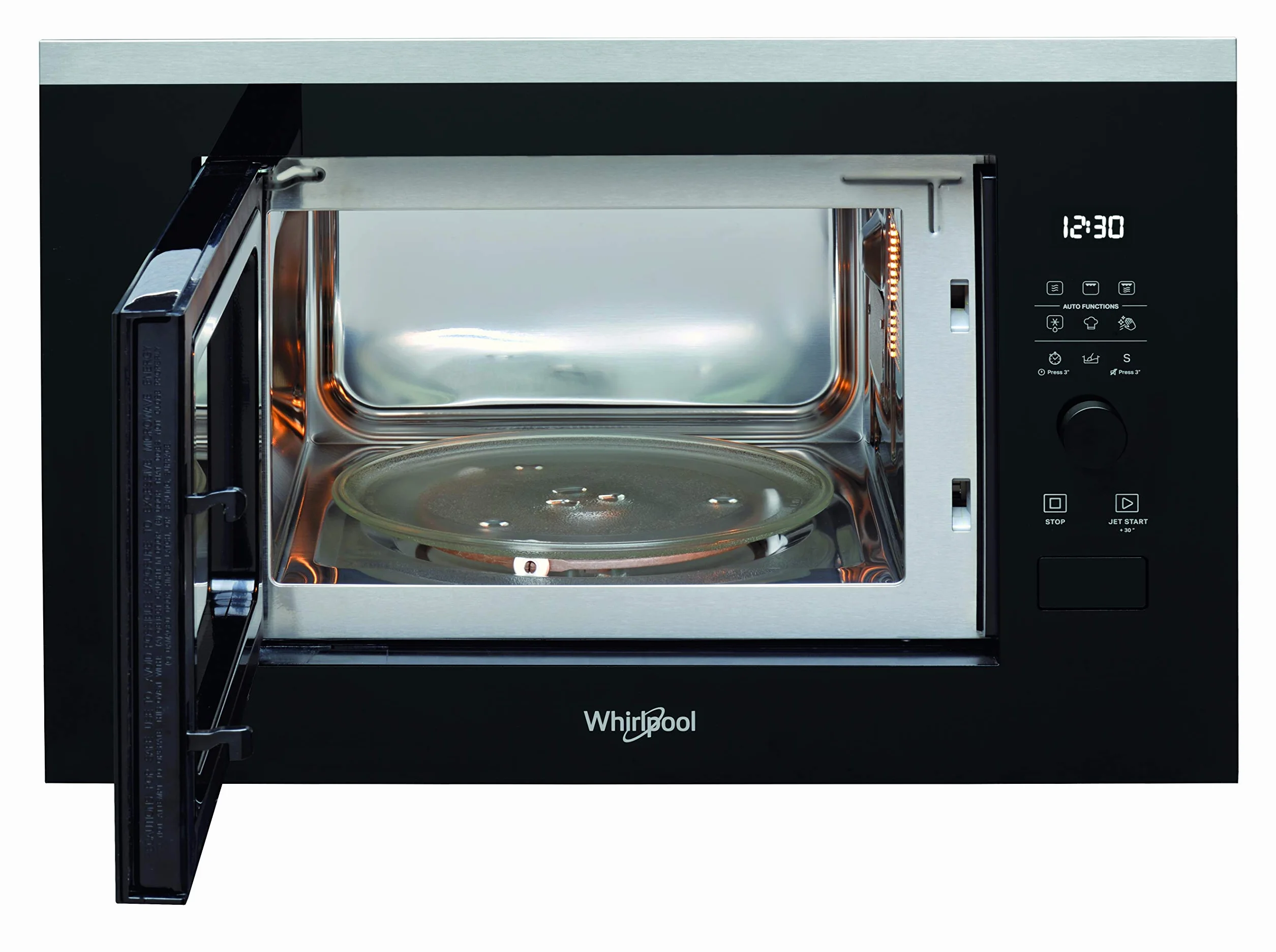 Whirlpool Wbudowany kuchenka mikrofalowa WMF250G czarny, 25 l, 900W, gramofon 28 cm, 7 poziomów mocy