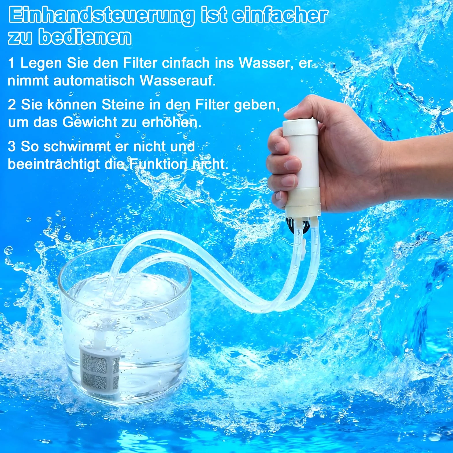 HENGBIRD Mini Pompa Wodna USB DC 5V Samozasysająca 1m Wąż PVC Filtr Kamienny do Akwarium