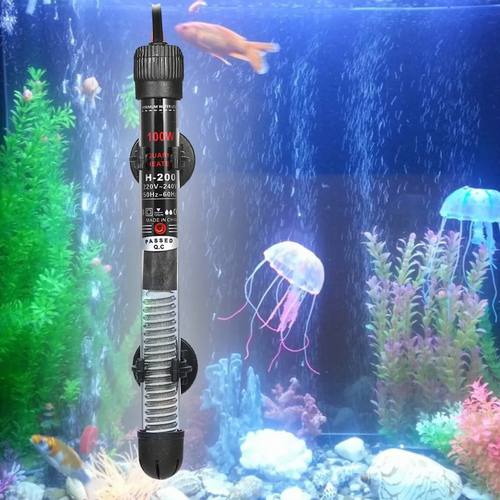 Grzejnik do akwarium 100 W, pręt grzewczy do akwarium z przyssawkami, termostat do akwarium, grzałka do akwarium, regulacja temperatury 220-240 V
