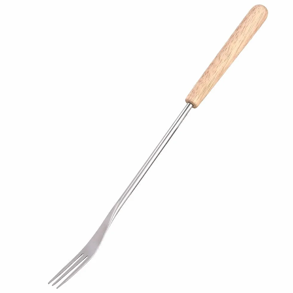 10,5 "drewniany uchwyt widelec do grilla pałeczka do pieczenia szpikulec na kemping piknik grillowanie narzędzia do grillowania