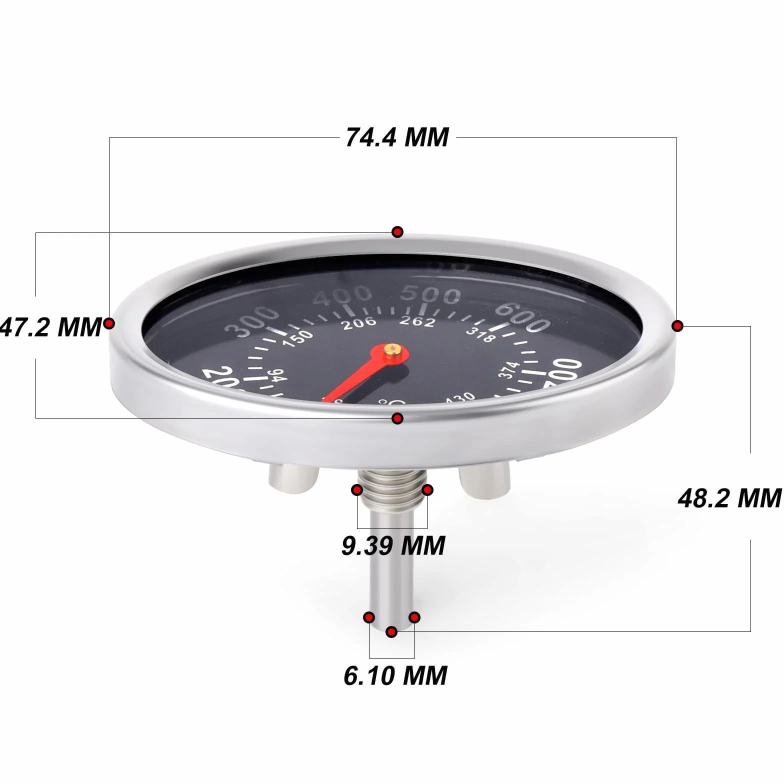 MEANLIN MEASURE Bimetalowy termometr do piekarnika, termometr do grilla, części zamienne do grilla (1 bolec mocujący)