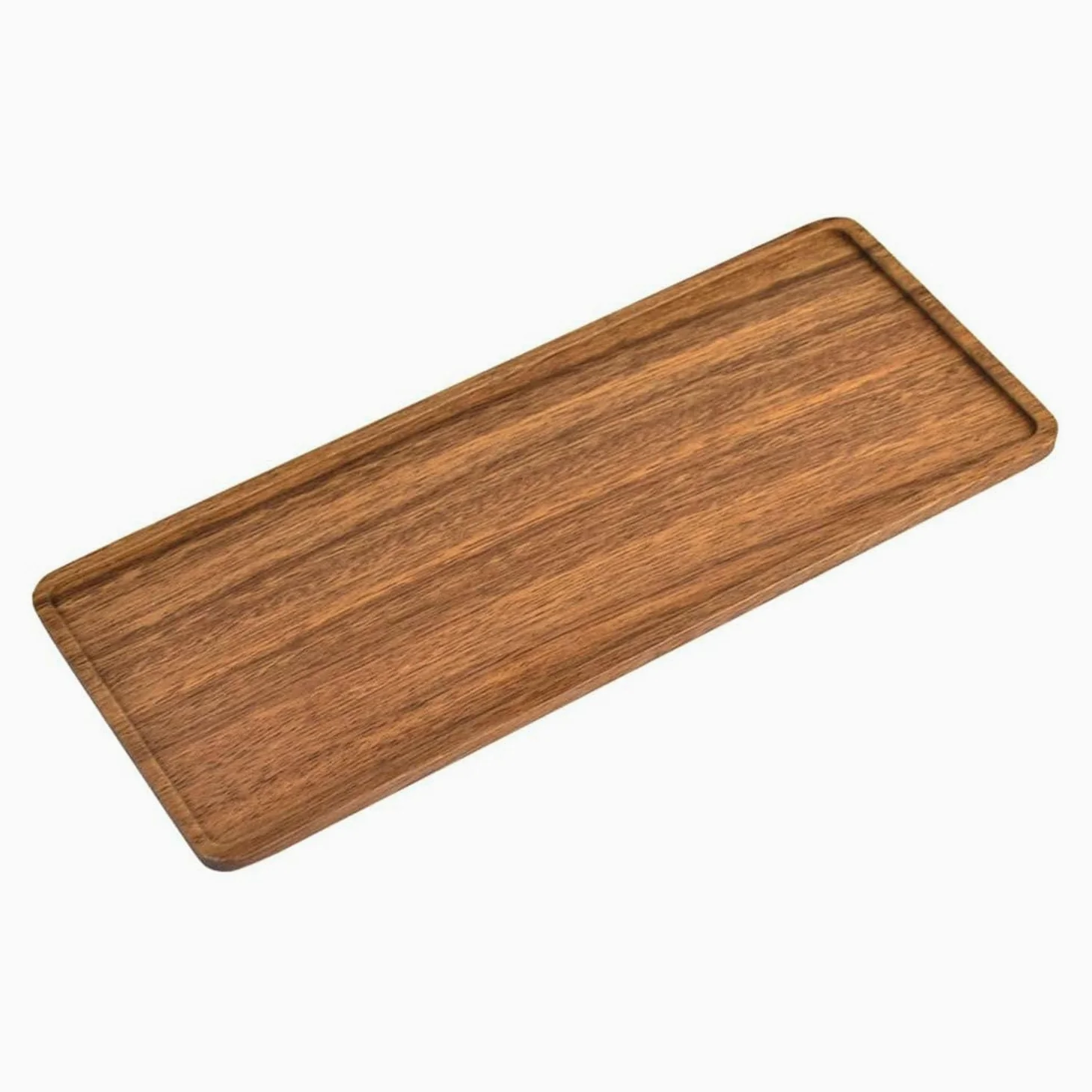Dekoracyjna Taca z Drewna Akacjowego - Prostokątna Taca do Serwowania Żywności, Owoców, Kawy, Deserów - 30 x 12 x 1,1 cm